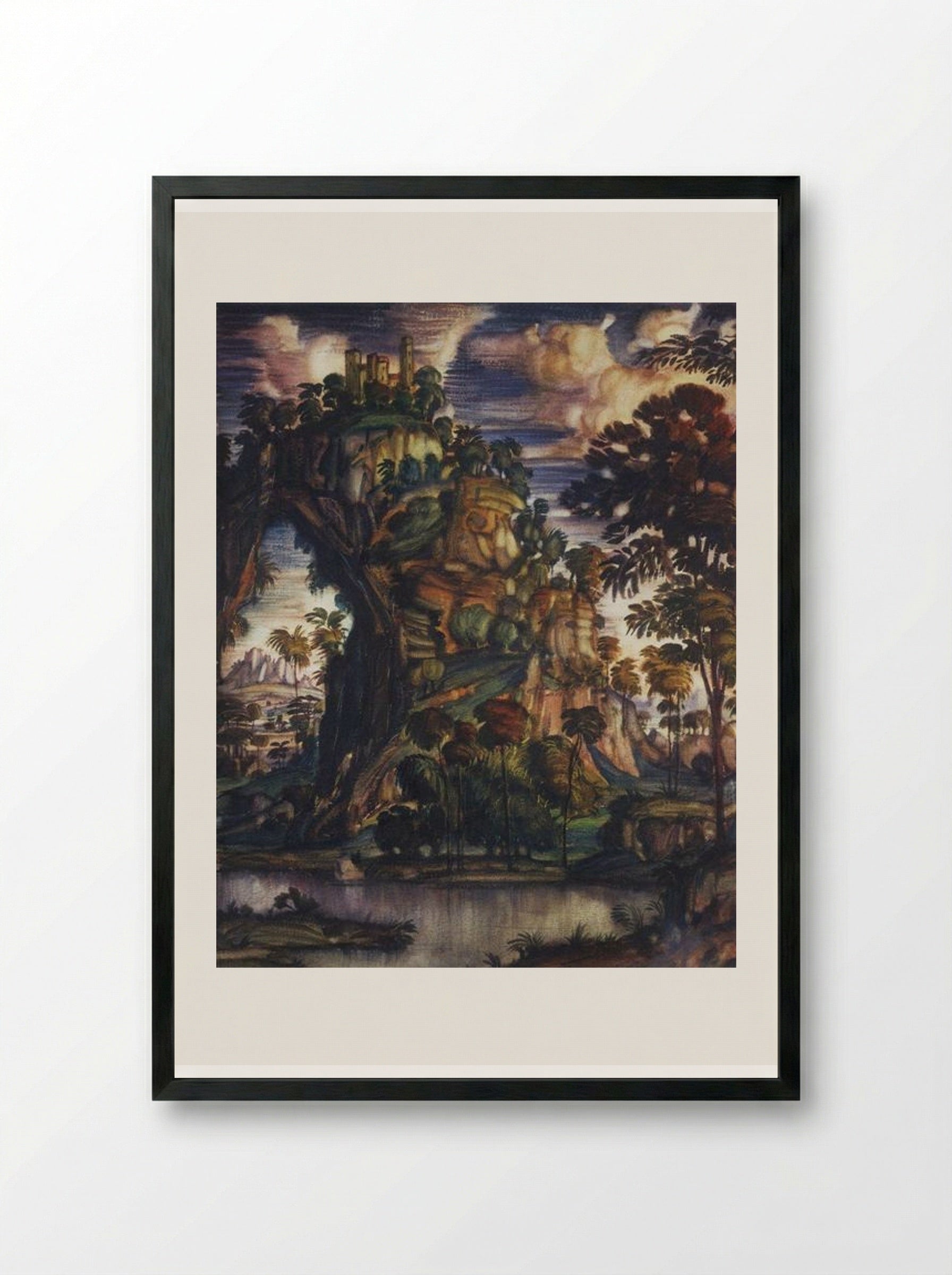 Landscape with Castle - Konstantin Bogaevsky - Framed Print Black