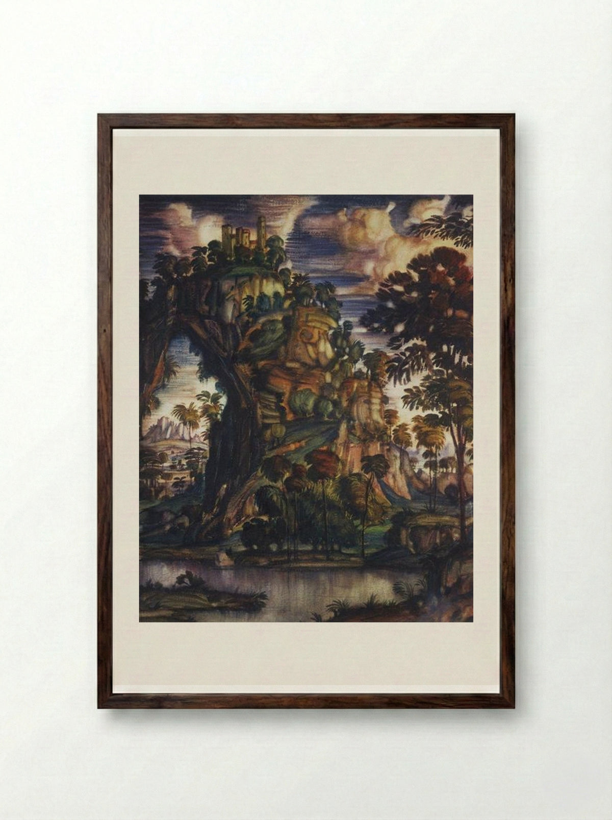 Landscape with Castle - Konstantin Bogaevsky - Framed Print Dark Wood