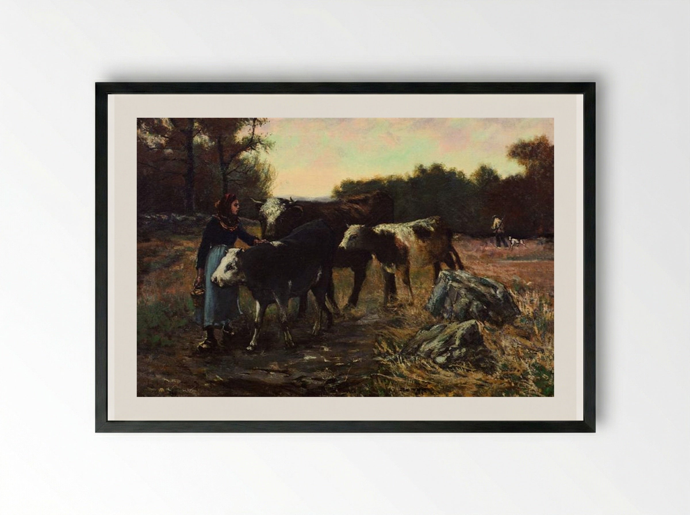 Landscape with Cattle - Robert Julian Onderdonk - Framed Print Black