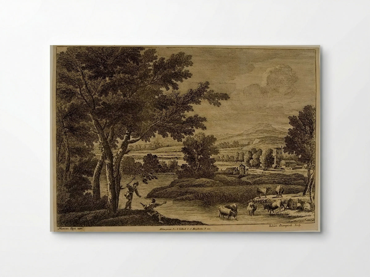Landscape with Cattle - Giuliano Giampiccoli - Poster