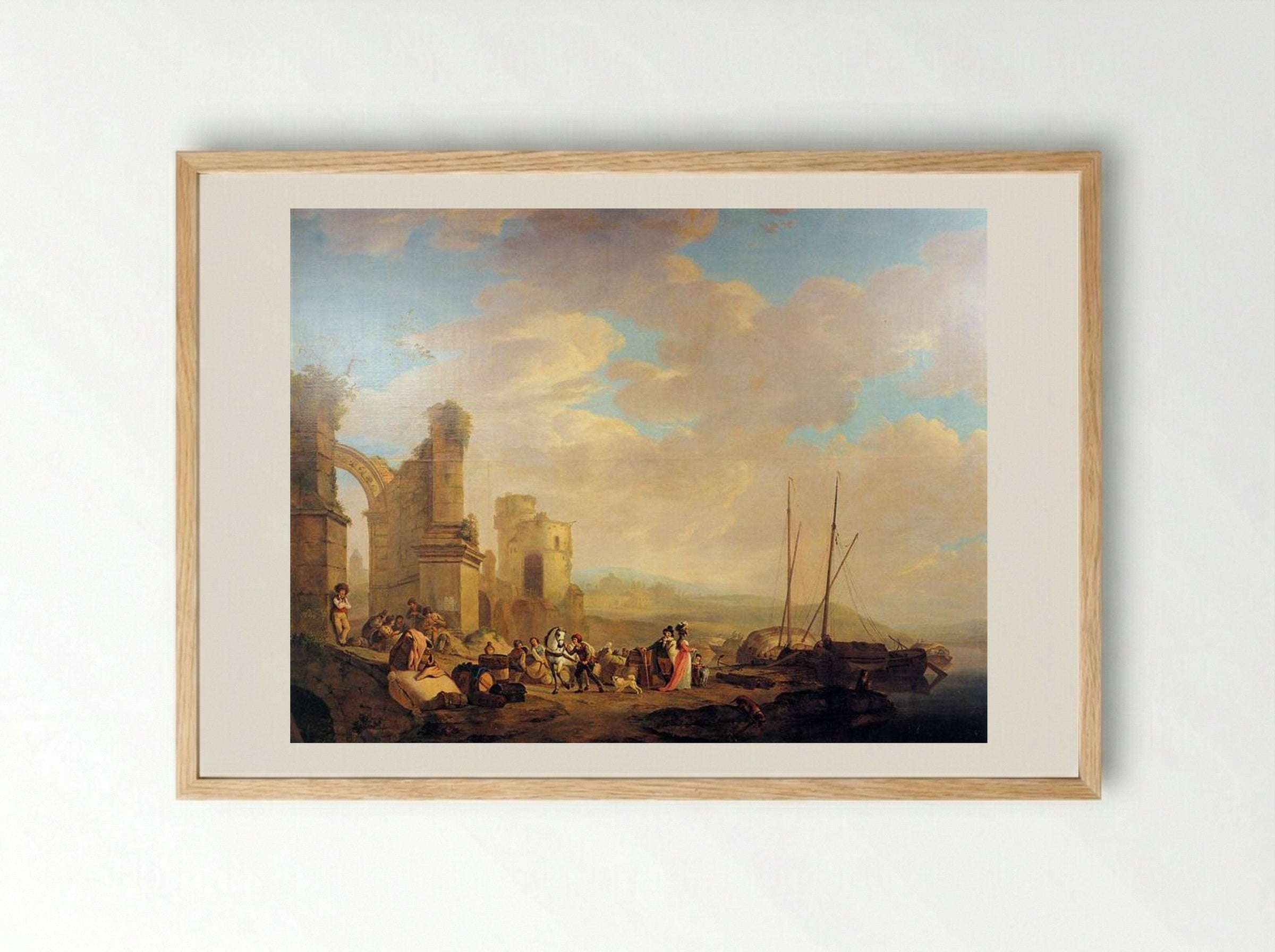 Landscape with Coast and Ruin - Jacob van Strij - Framed Print Wood