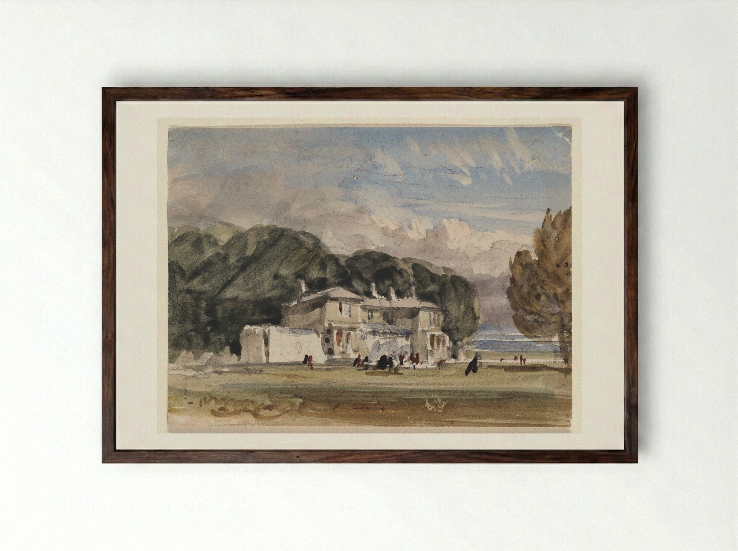 Landscape with Country House - David Cox - Framed Print Dark Wood
