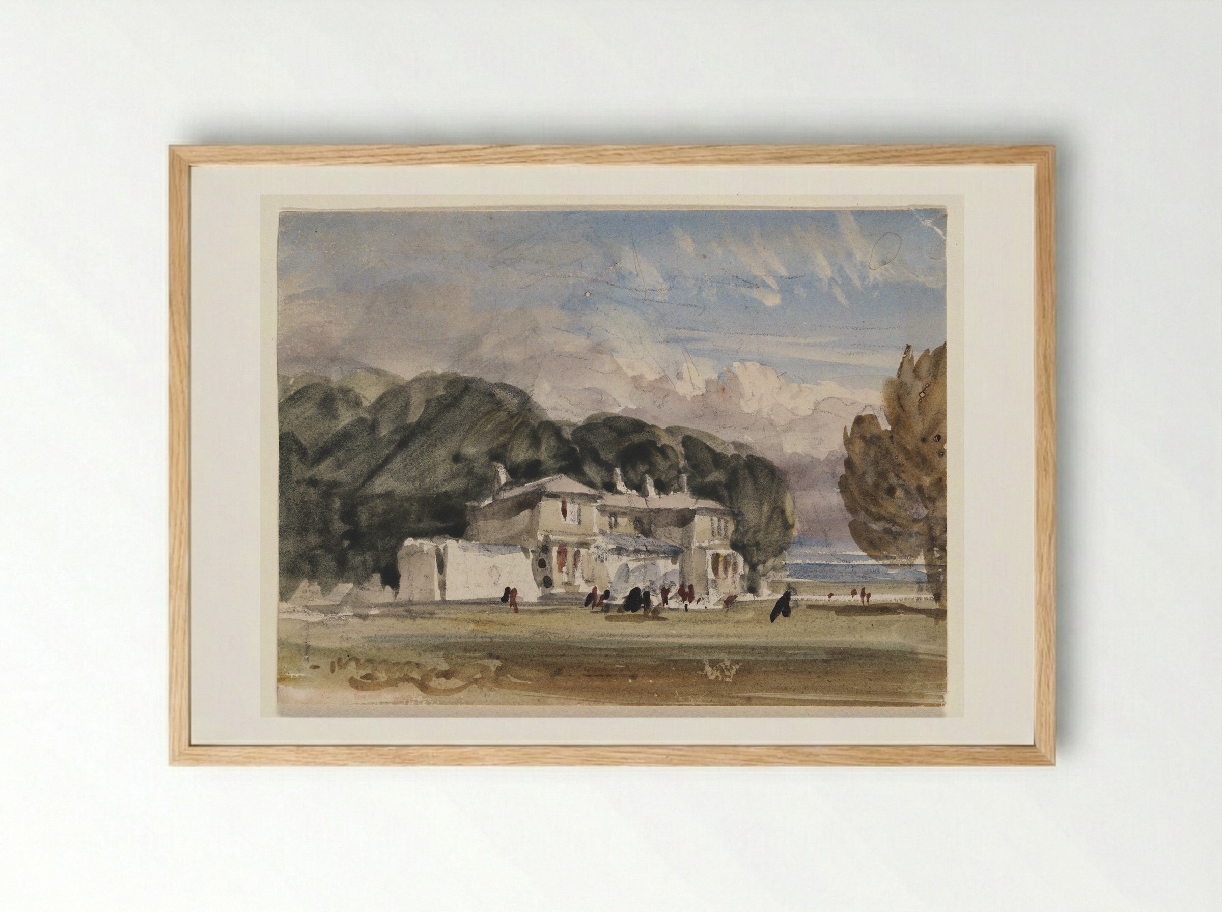 Landscape with Country House - David Cox - Framed Print Wood