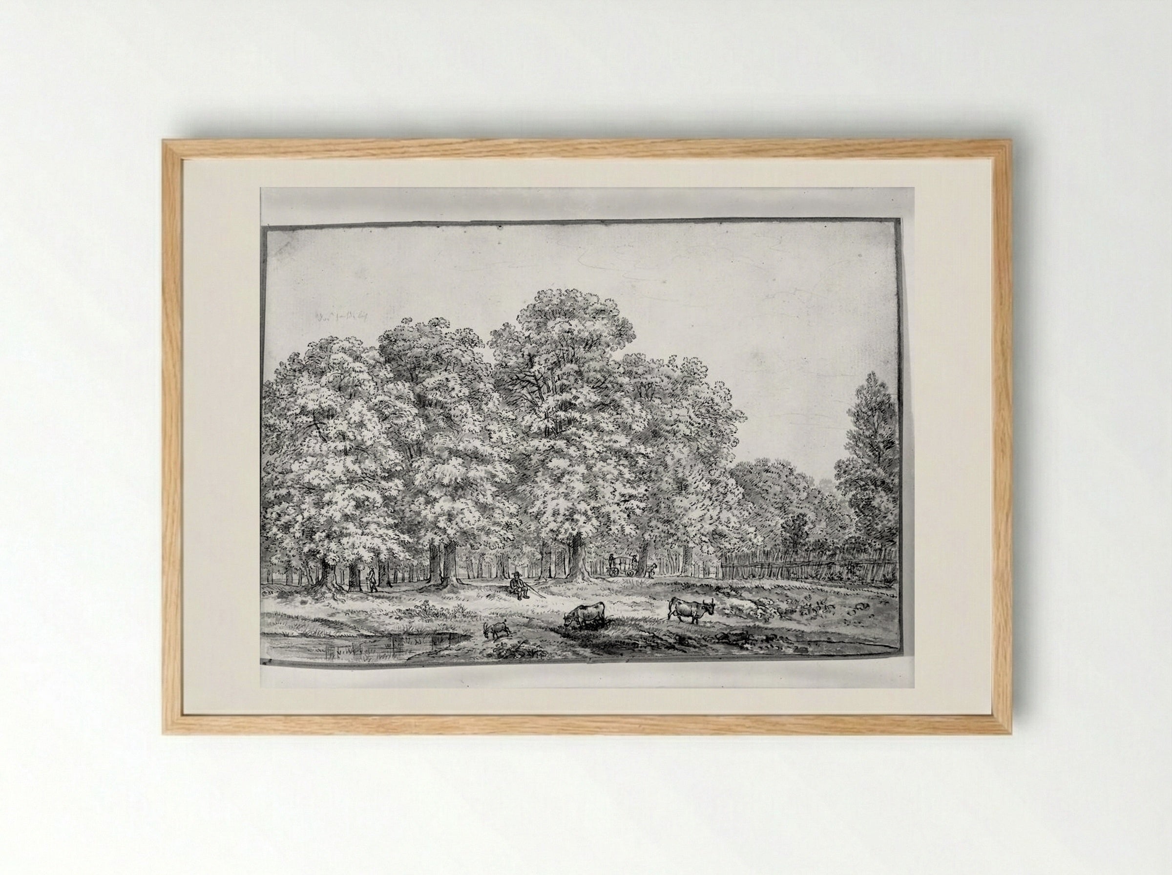 Landscape with Cows - Ferdinand Kobell - Framed Print Wood