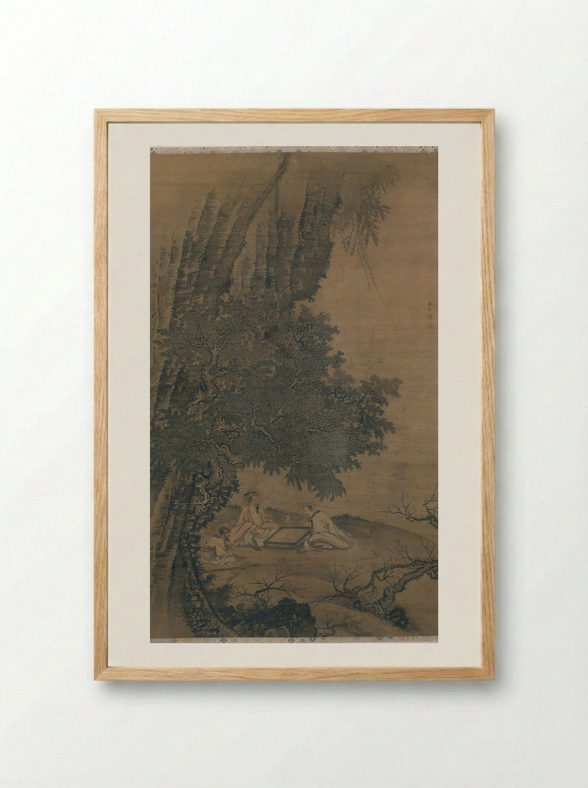 Landscape with Daoist Immortals Playing Weiqi - Dai Jin - Framed Print Wood