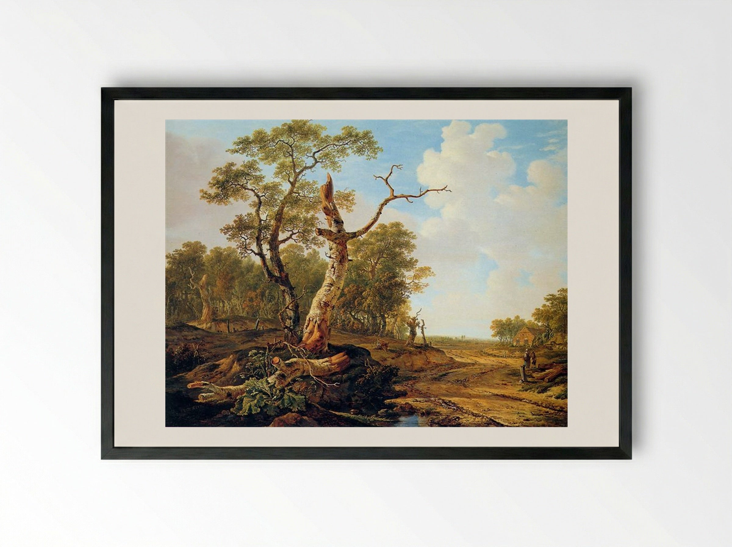 Landscape with Dead Tree - Jacob van Strij - Framed Print Black