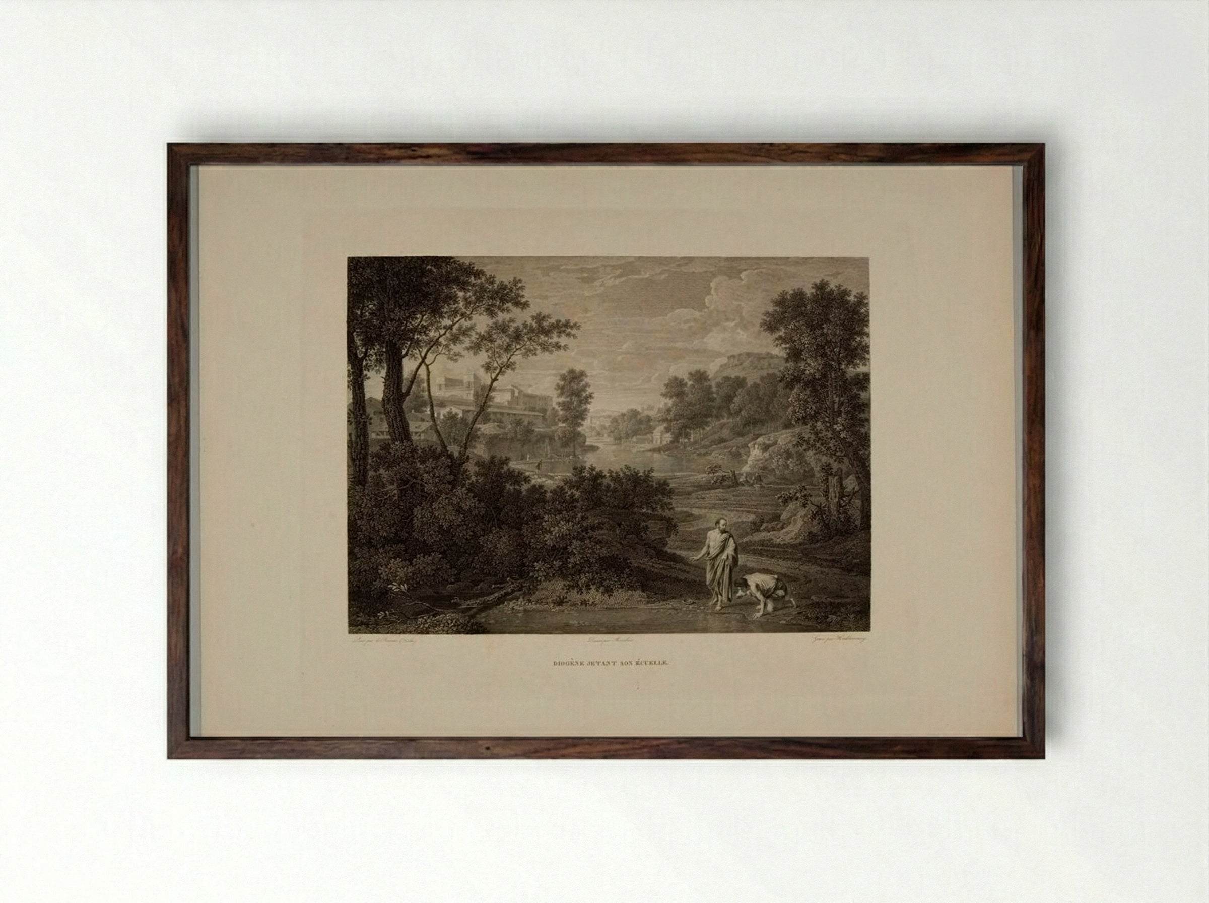 Landscape with Diogenes - Christian Haldenwang - Framed Print Dark Wood