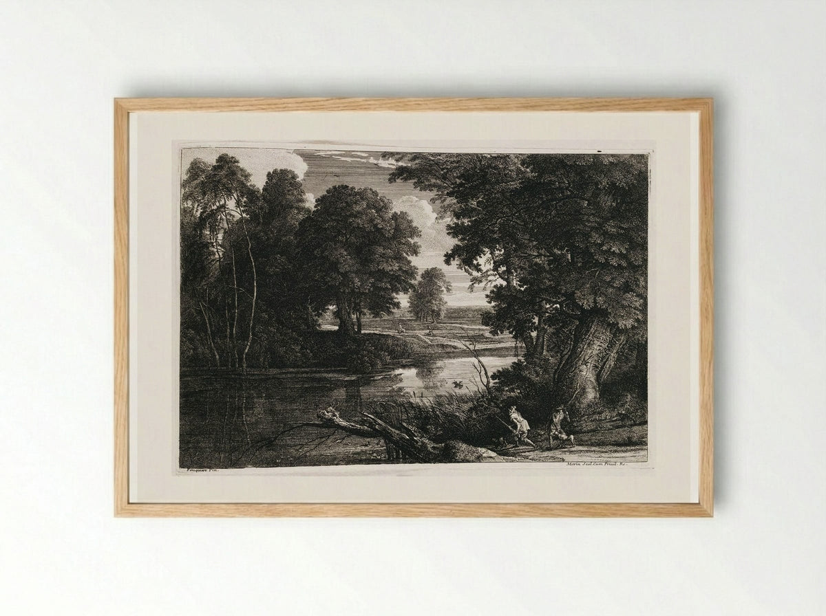 Landscape with Duck Hunters - Jean Morin - Framed Print Wood