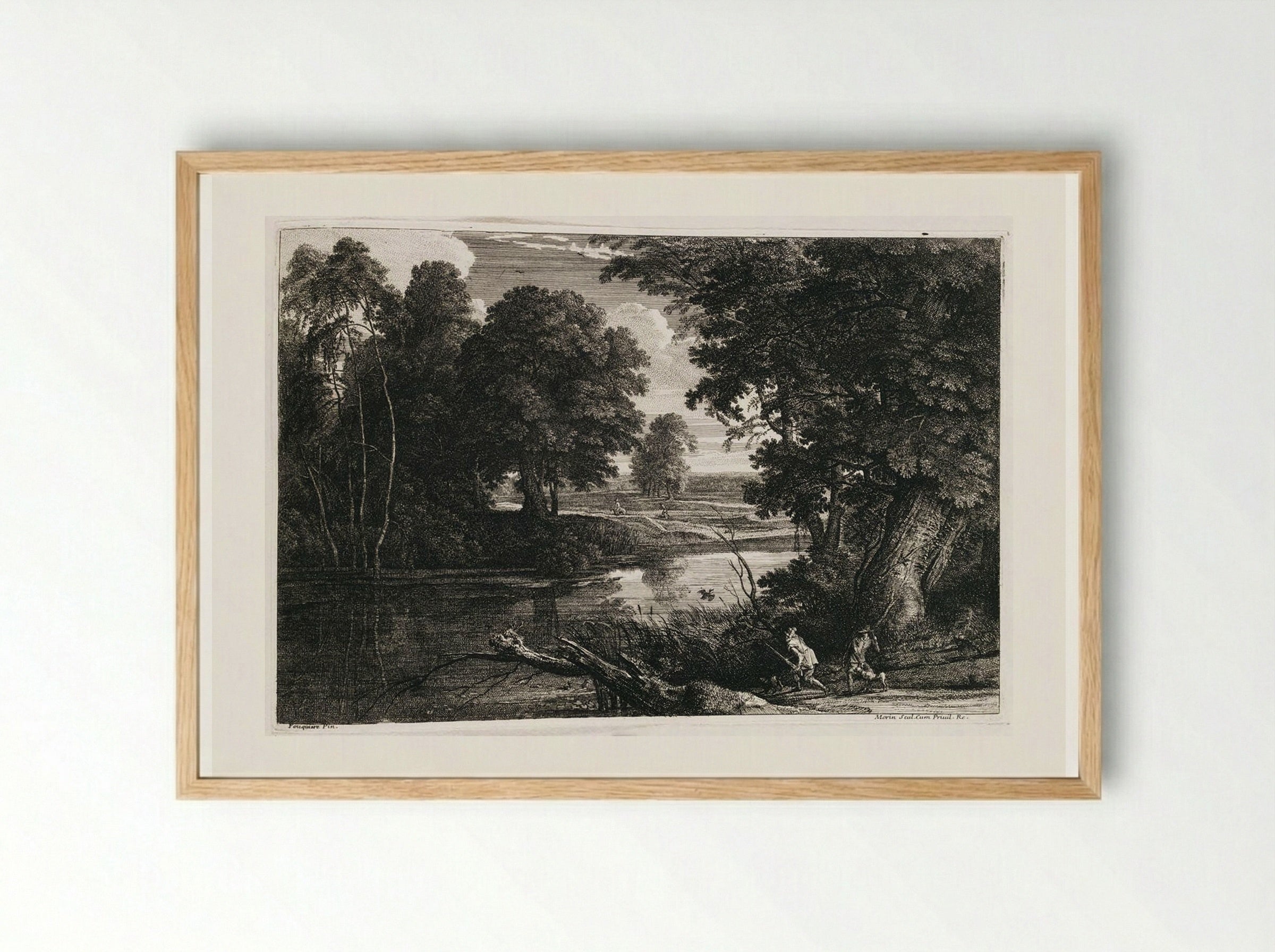 Landscape with Duck Hunters - Jean Morin - Framed Print Wood