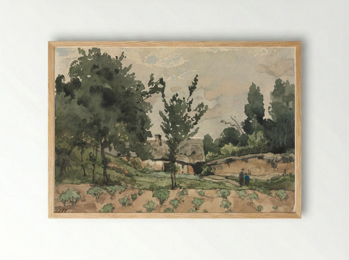 Landscape with Farmhouse - Henri Joseph Harpignies - Framed Print Wood