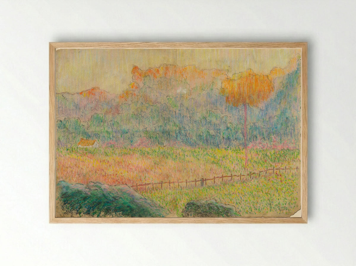 Landscape with Figure and Houses - Claude-Emile Schuffenecker - Framed Print Wood
