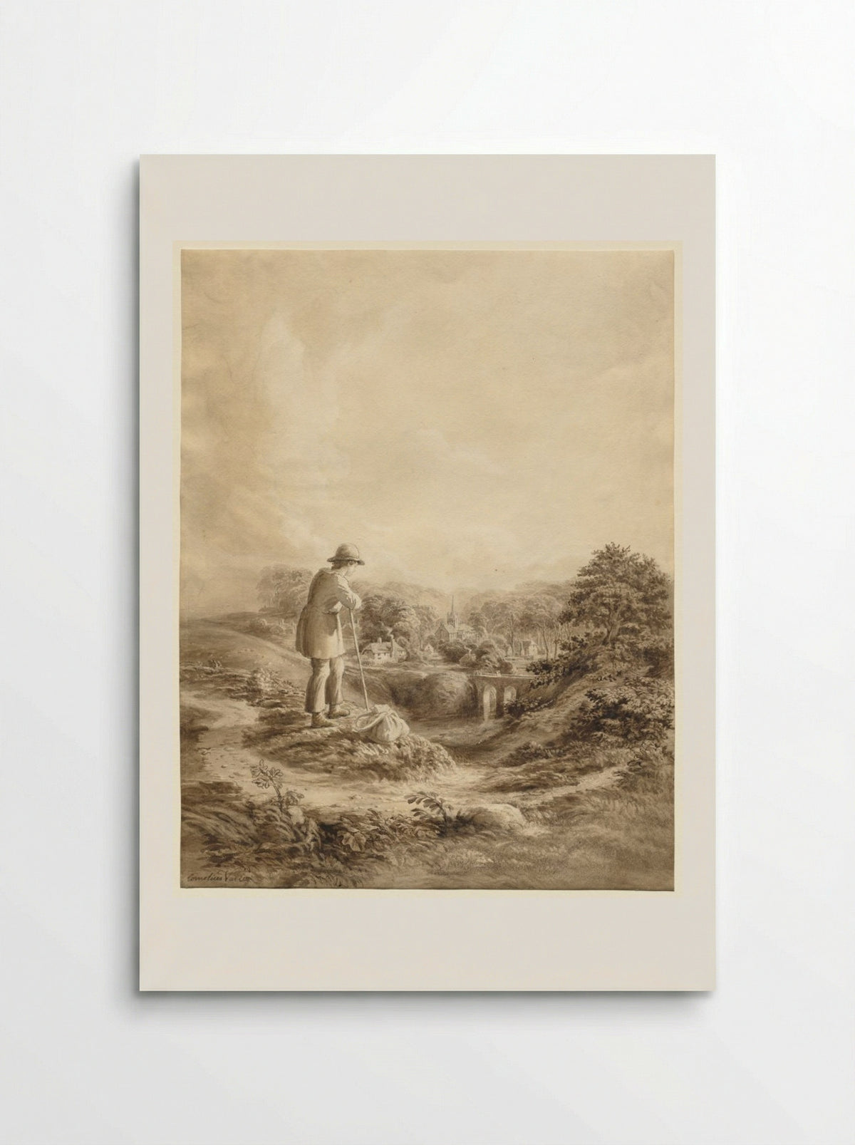Landscape with Figure in Foreground - Cornelius Varley - Poster