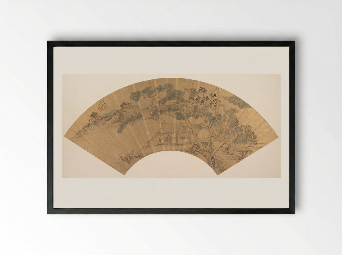 Landscape with Figure - Chen Jichun - Framed Print Black