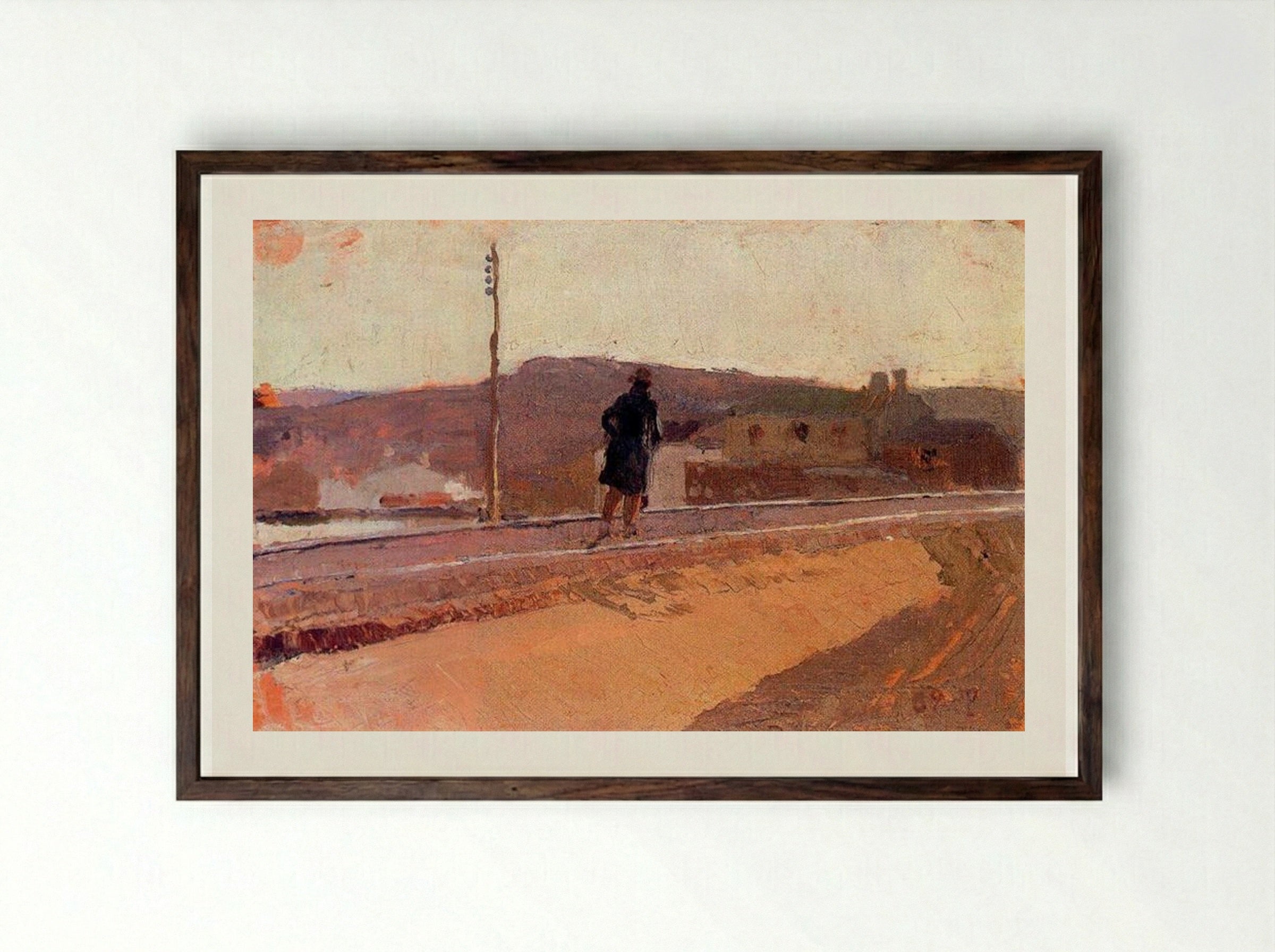 Landscape with Figure - Joaquín Sorolla - Framed Print Dark Wood