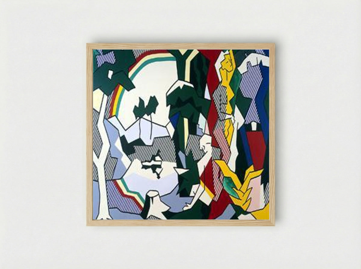 Landscape with Figures and Rainbow - Roy Lichtenstein - Framed Print Wood