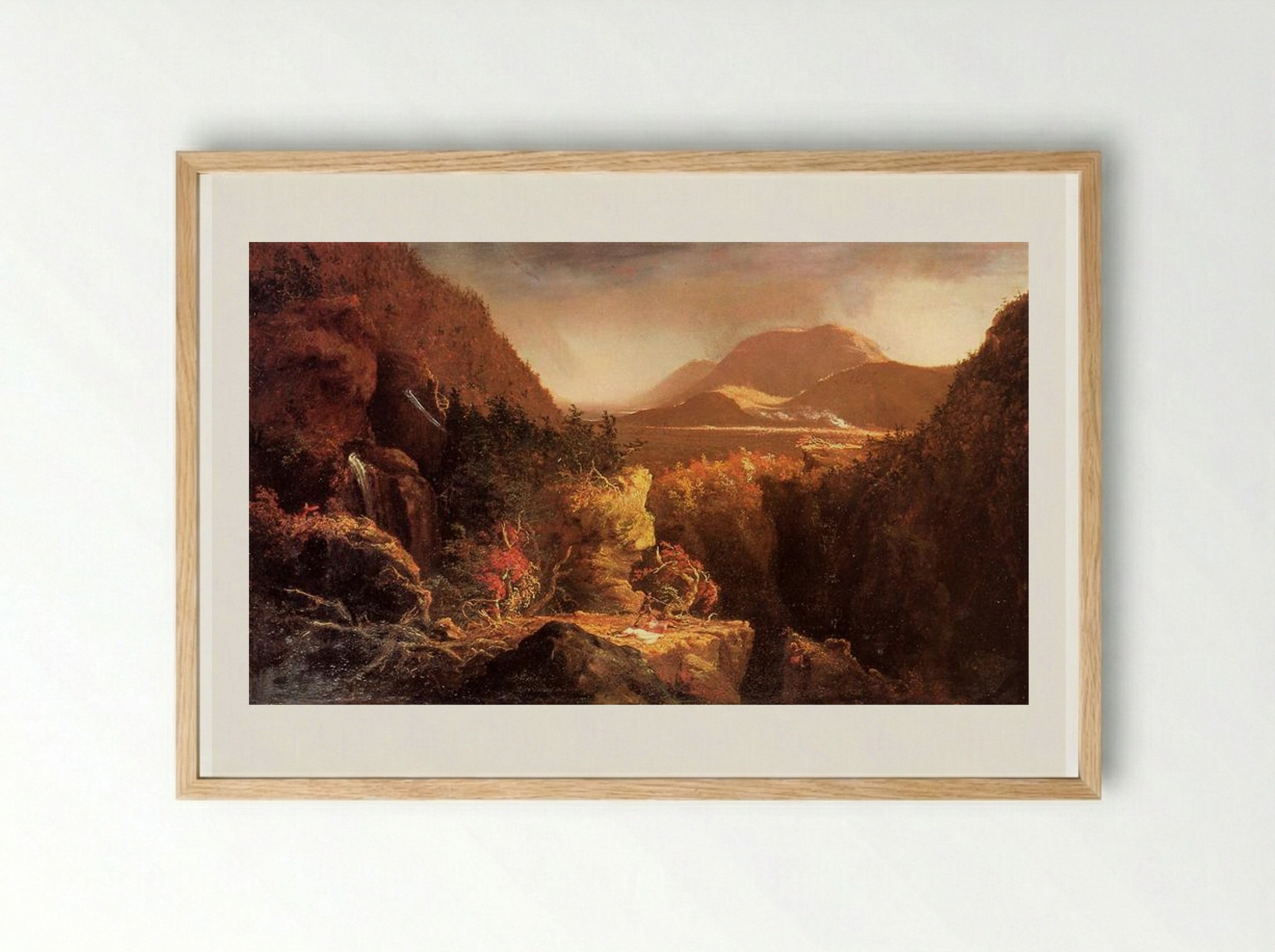 Landscape with Figures: A Scene from The Last of the Mohicans - Thomas Cole - Framed Print Wood