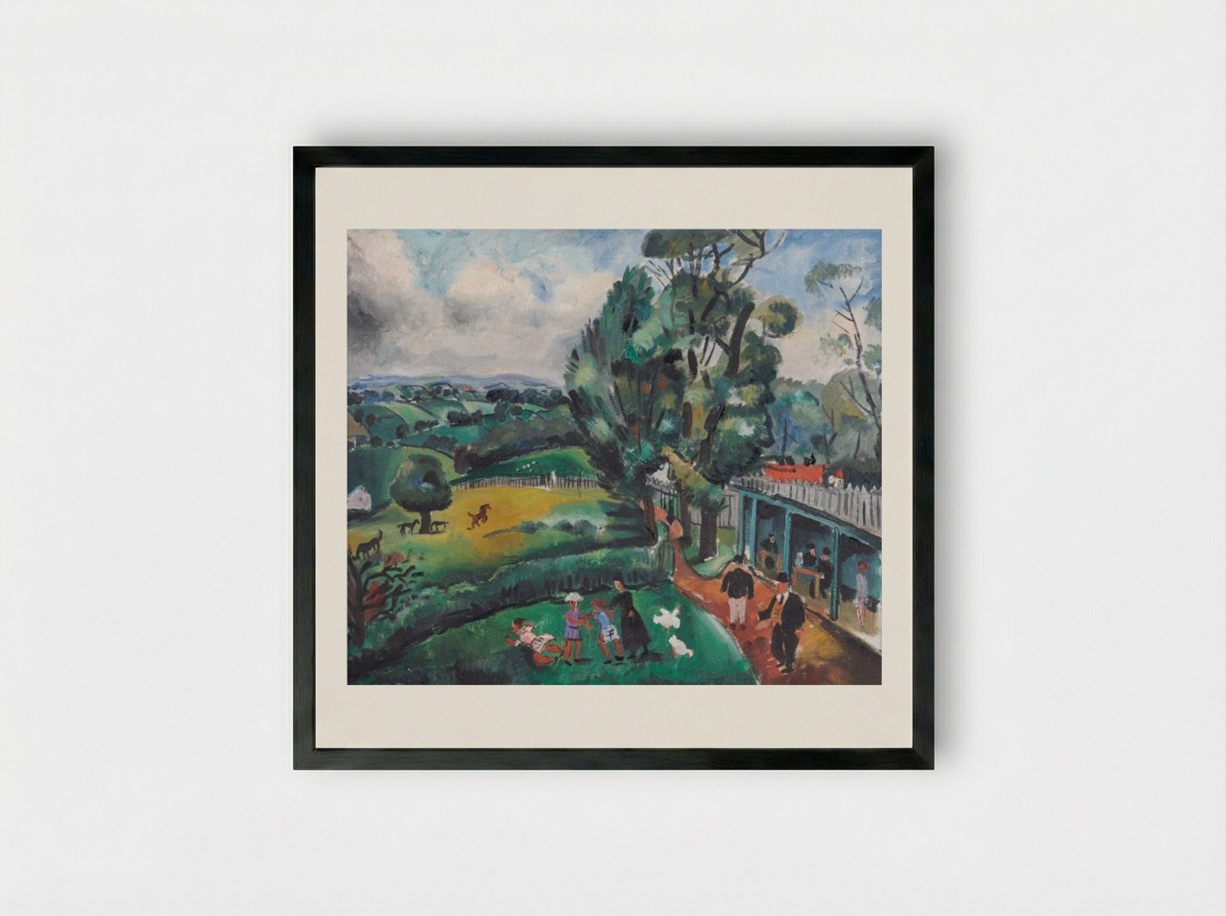 Landscape with Figures - Christopher Wood - Framed Print Black