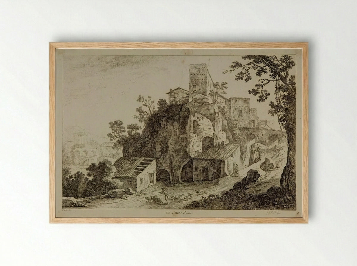 Landscape with Figures - Jean-Baptiste Huet - Framed Print Wood