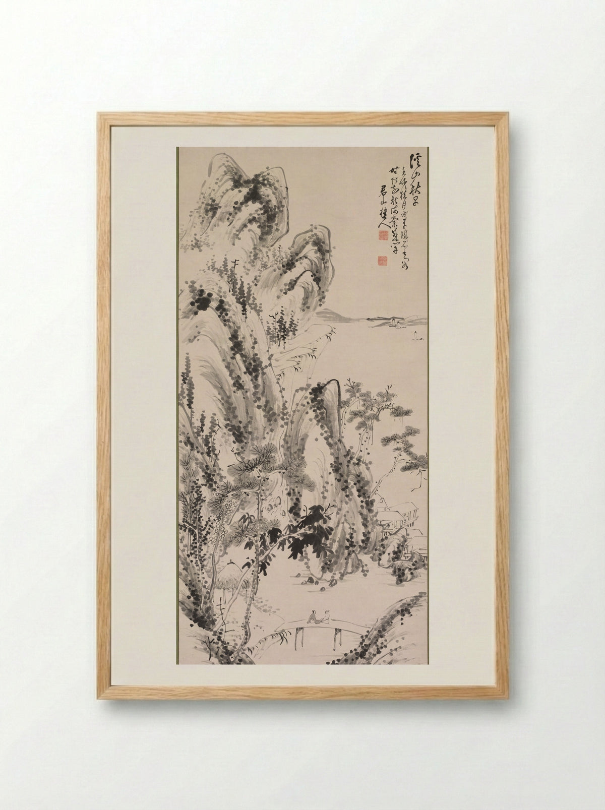 Landscape with Figures - Fujimoto Tesseki - Framed Print Wood