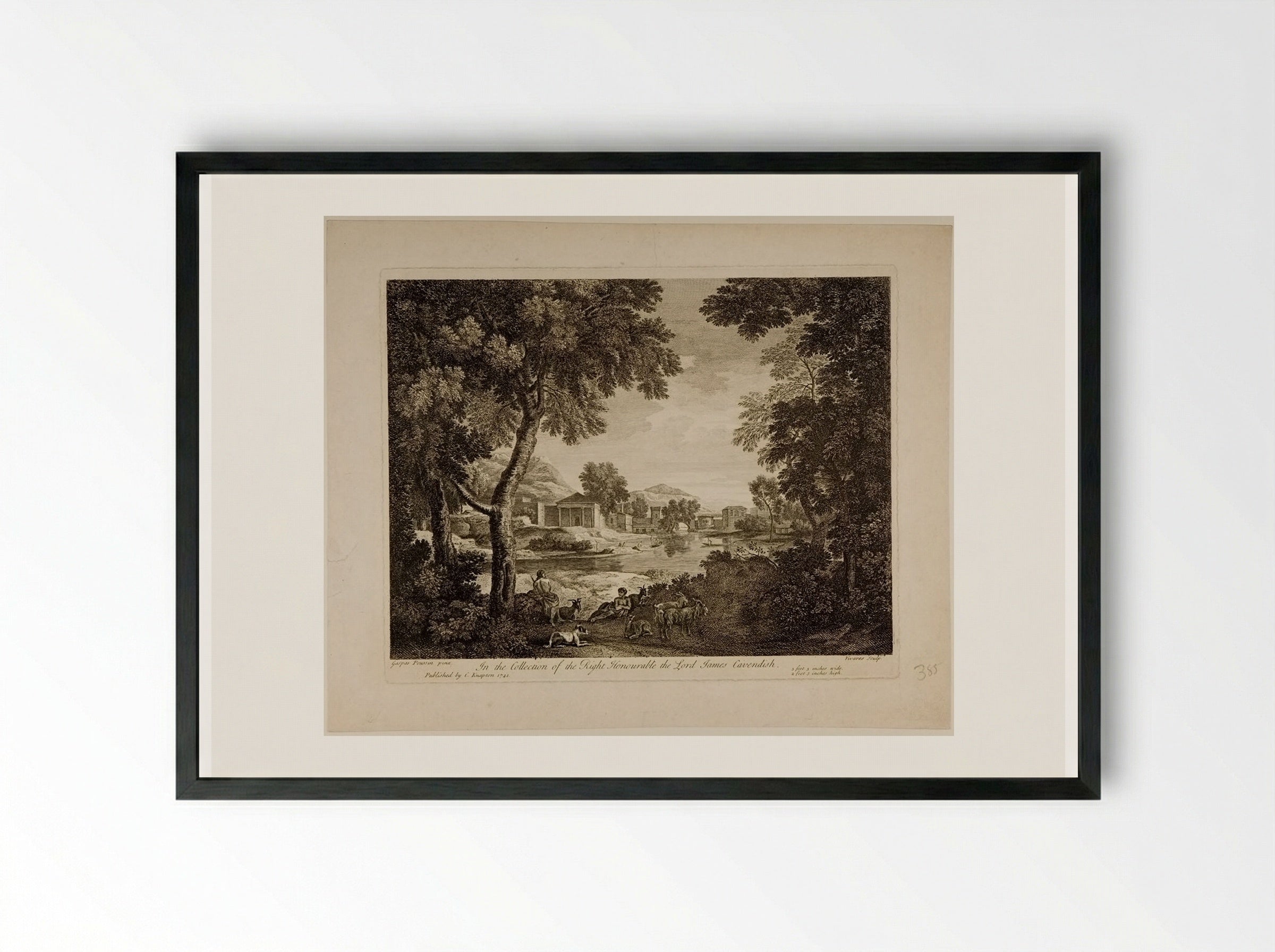 Landscape with Goats - François Vivares - Framed Print Black