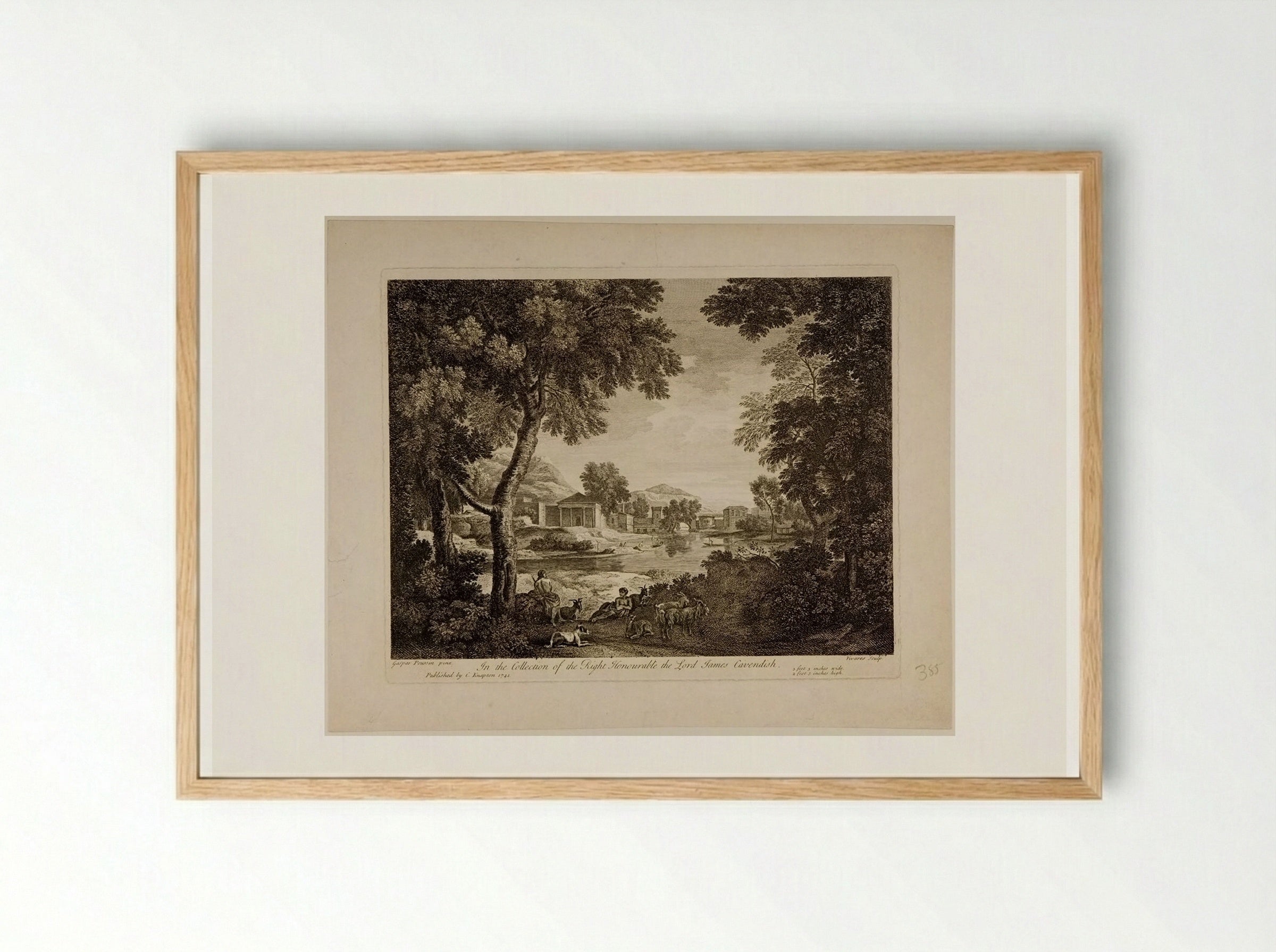 Landscape with Goats - François Vivares - Framed Print Wood