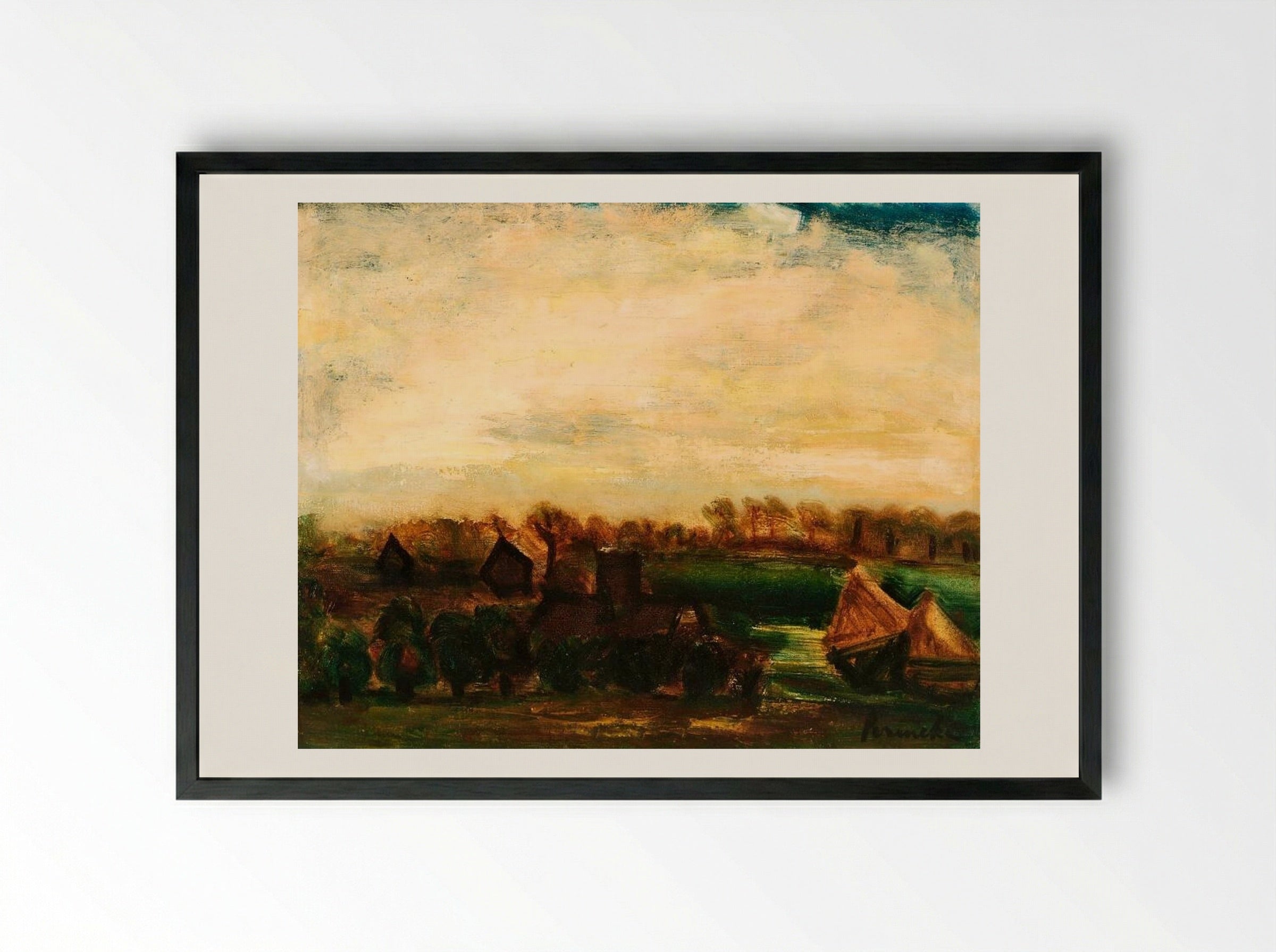 Landscape with Haystacks - Constant Permeke - Framed Print Black