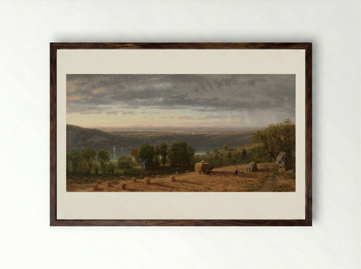 Landscape with Haywain - Worthington Whittredge - Framed Print Dark Wood
