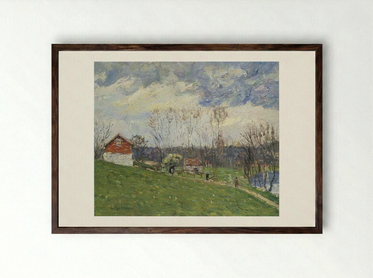 Landscape with House - Gustave Loiseau - Framed Print Dark Wood