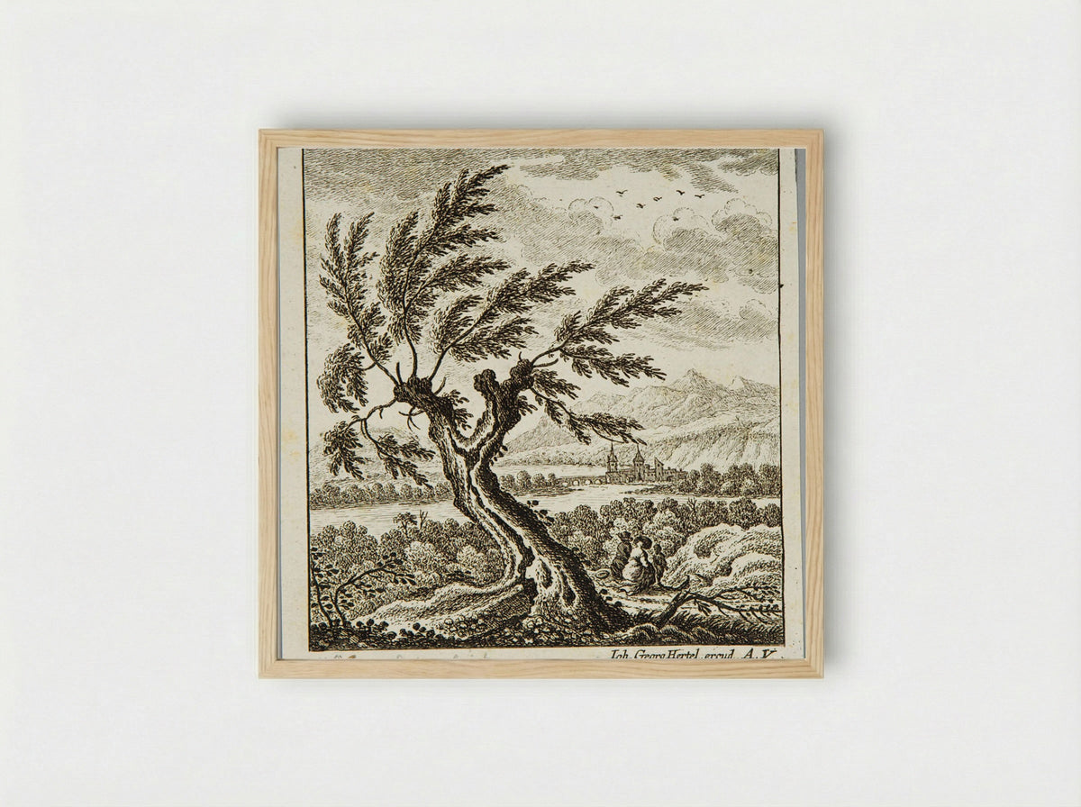 Landscape with Large Tree - Johann Caspar Ulinger - Framed Print Wood