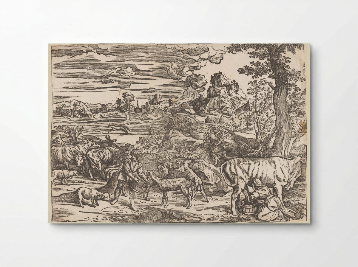 Landscape with Milkmaid - Titian - Poster