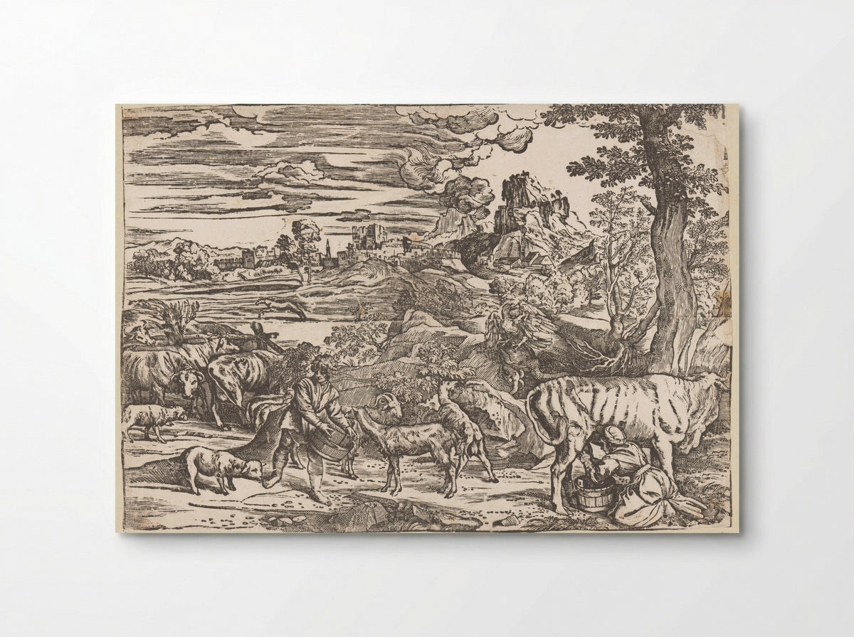 Landscape with Milkmaid - Titian - Poster