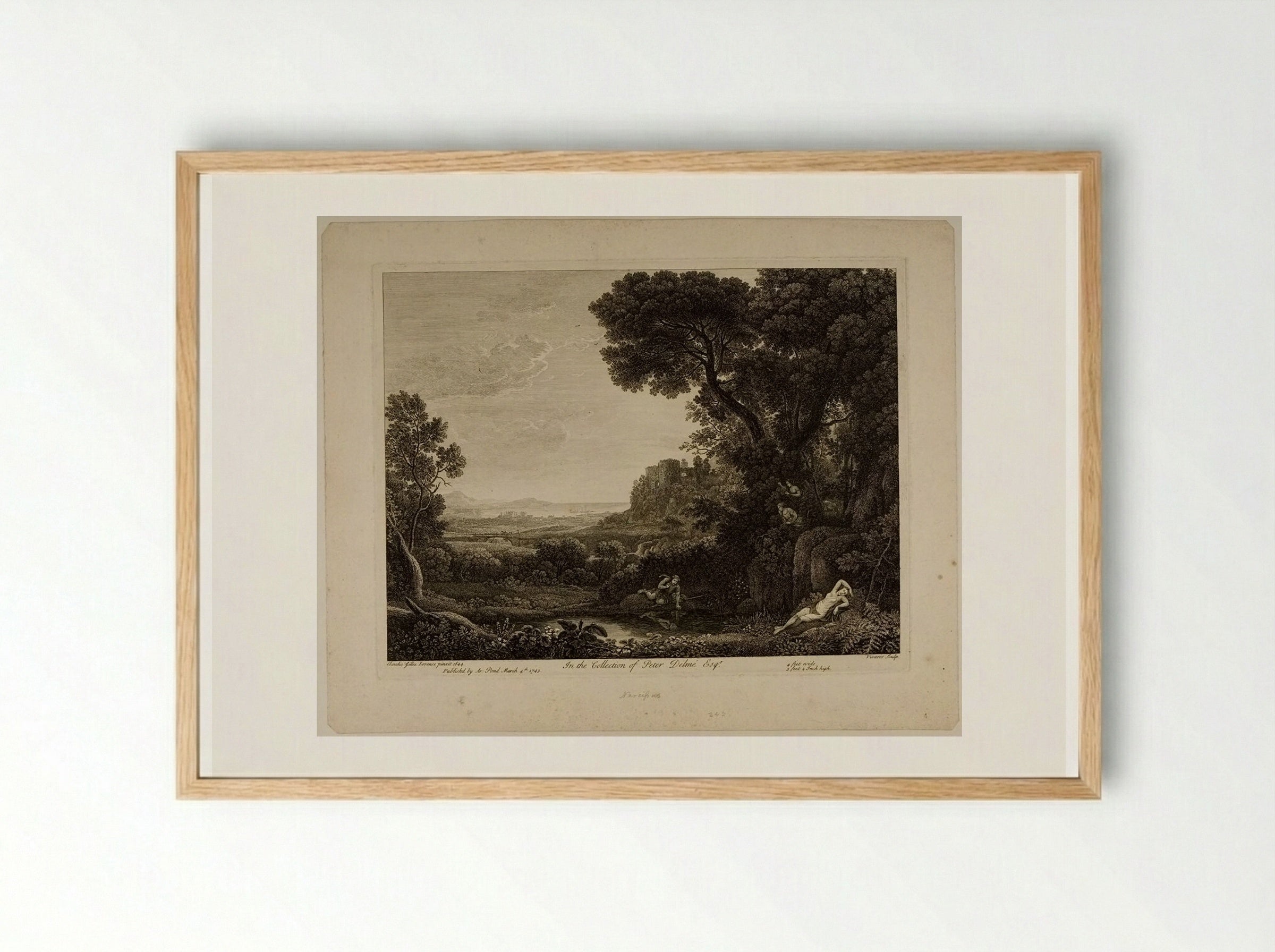 Landscape with Narcissus - François Vivares - Framed Print Wood
