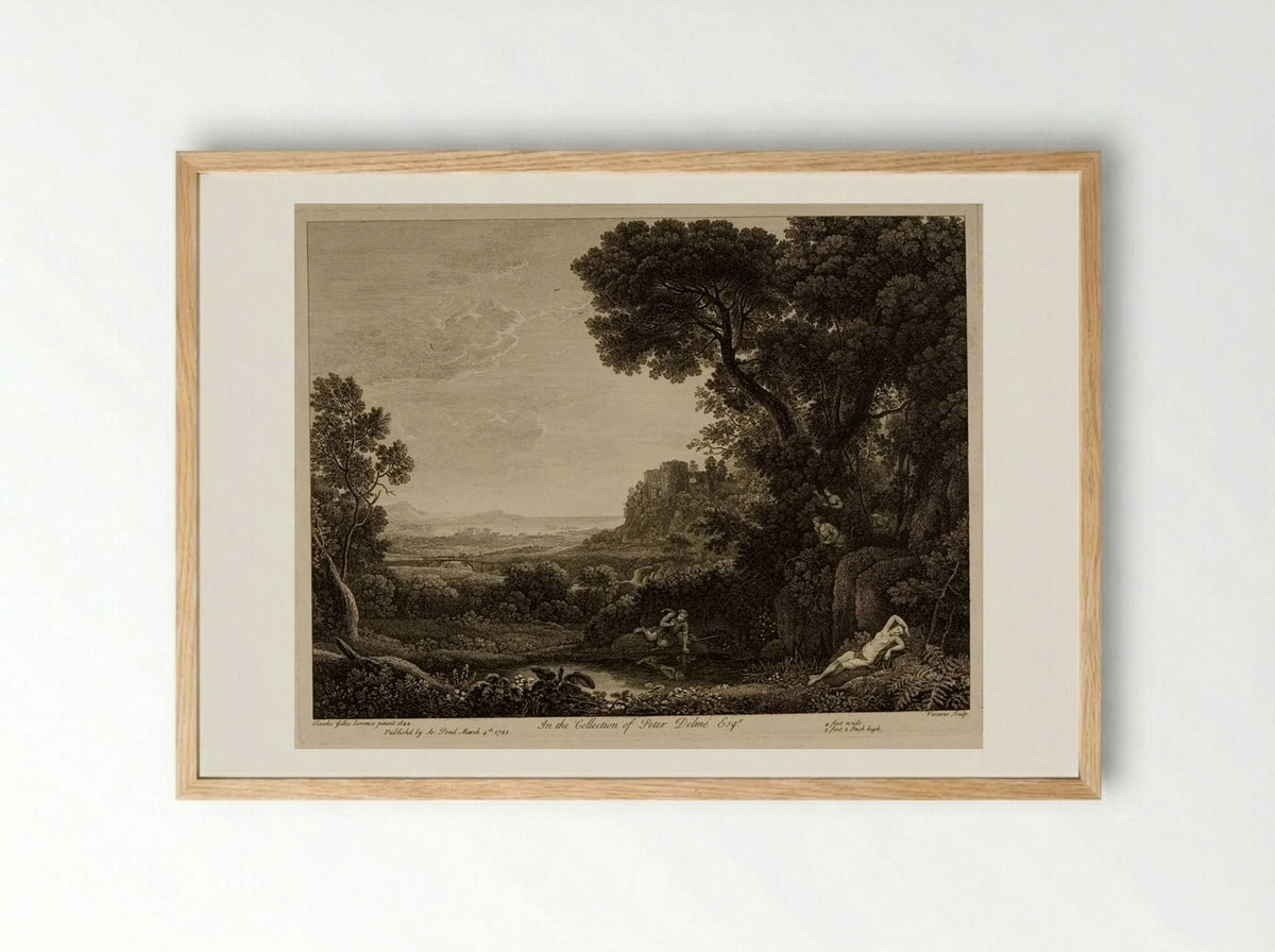 Landscape with Narcissus - François Vivares - Framed Print Wood
