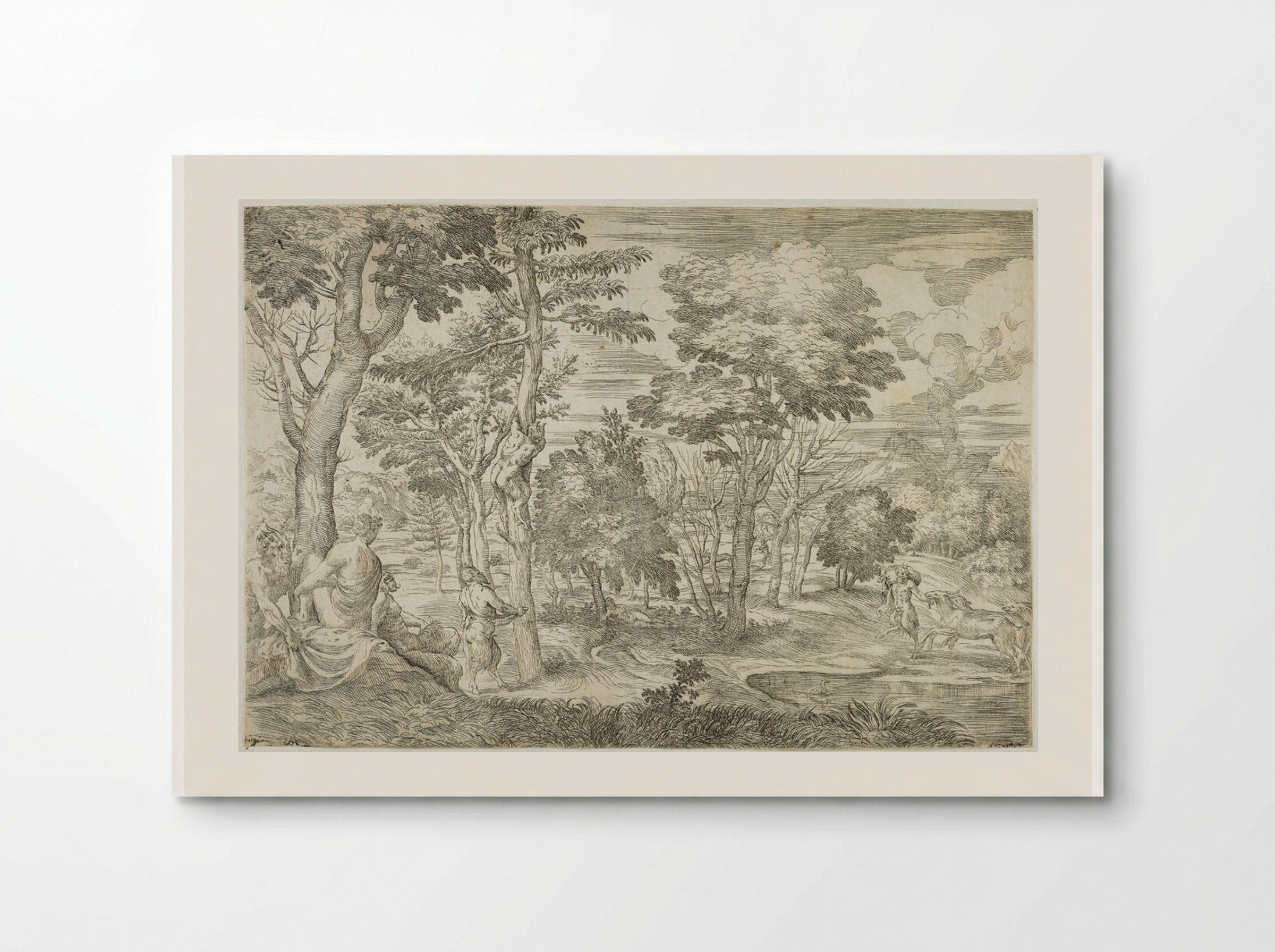 Landscape with Nymphs and Satyrs - Giovanni Francesco Grimaldi - Poster