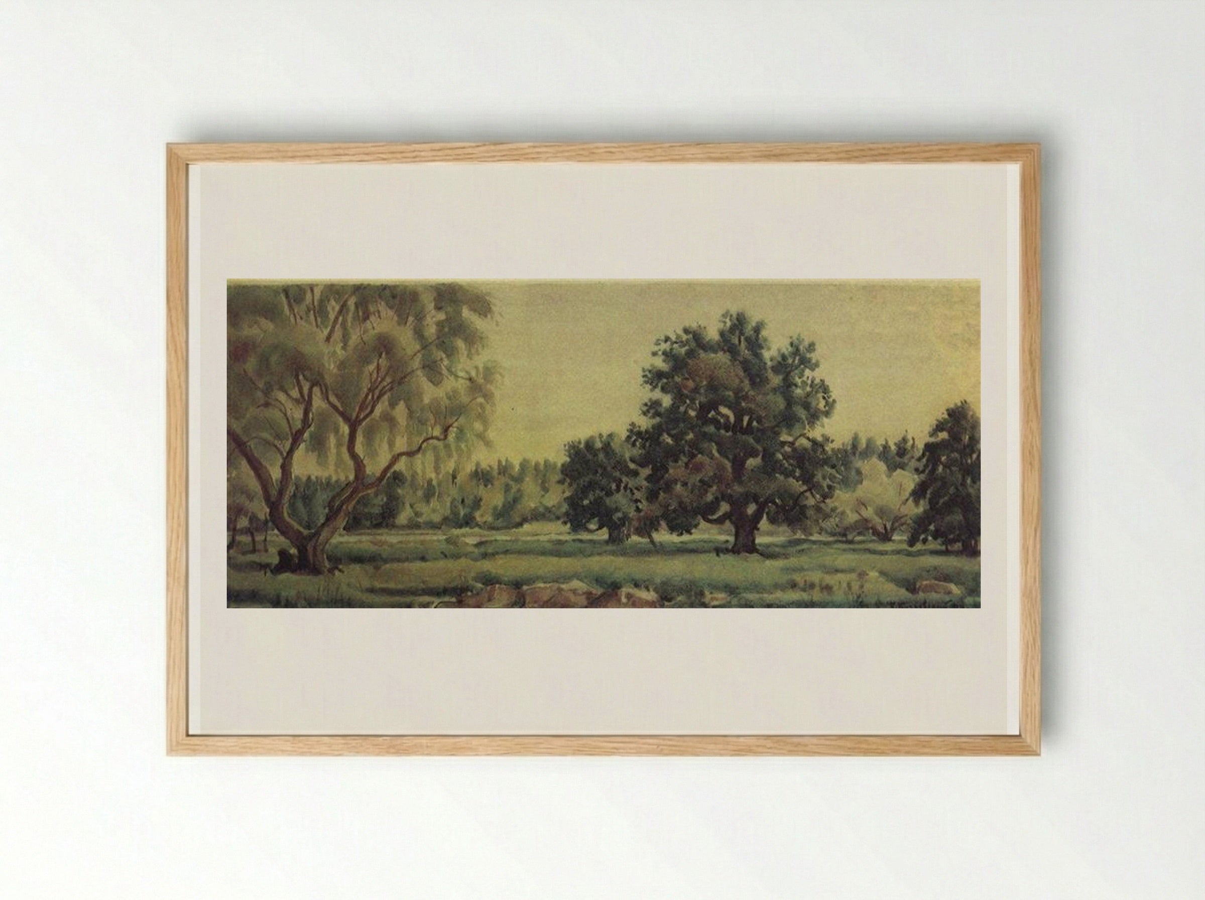 Landscape with Oaks and Willows - Konstantin Bogaevsky - Framed Print Wood