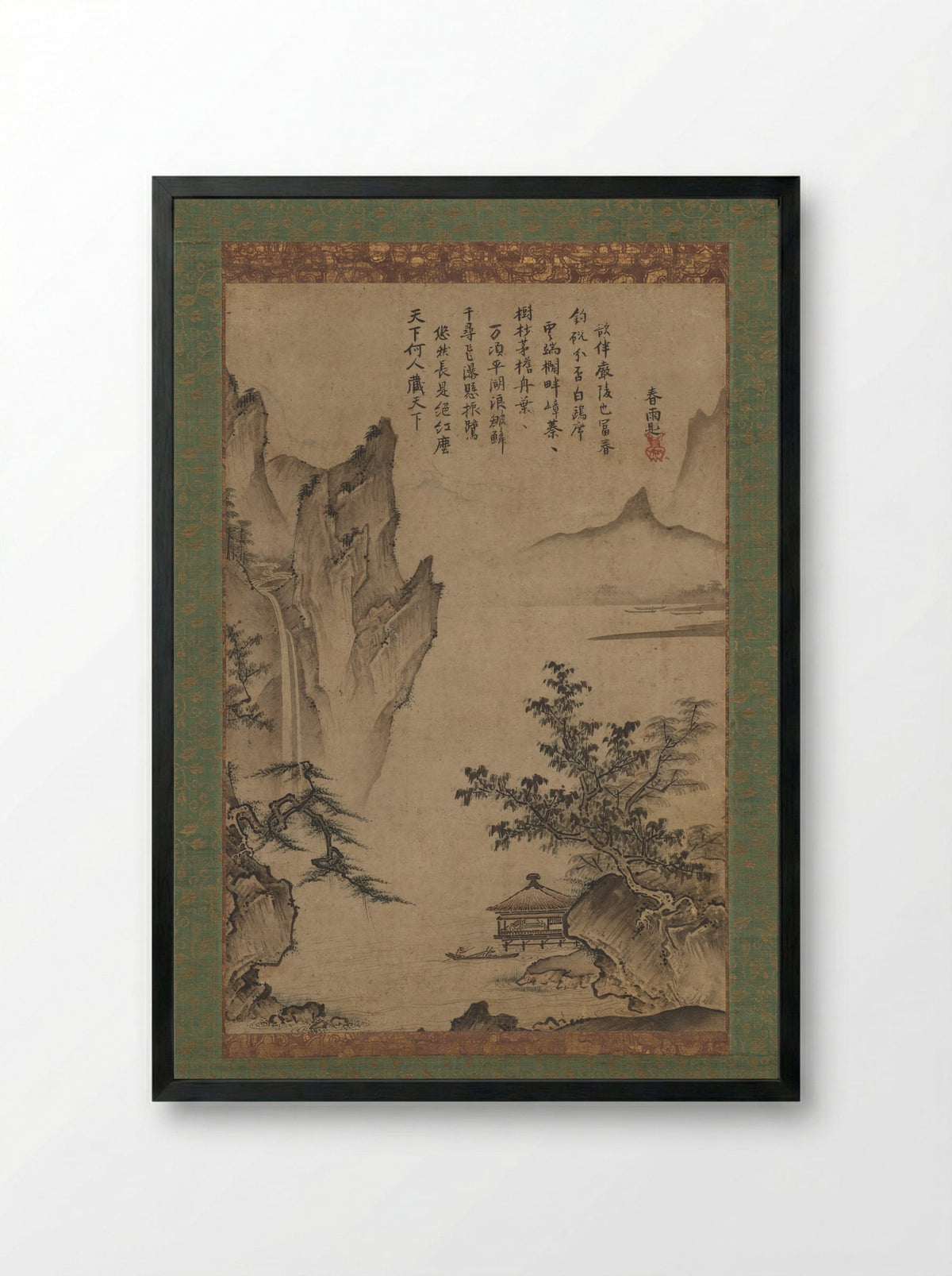 Landscape with Pavilion - Kenkō Shōkei - Framed Print Black