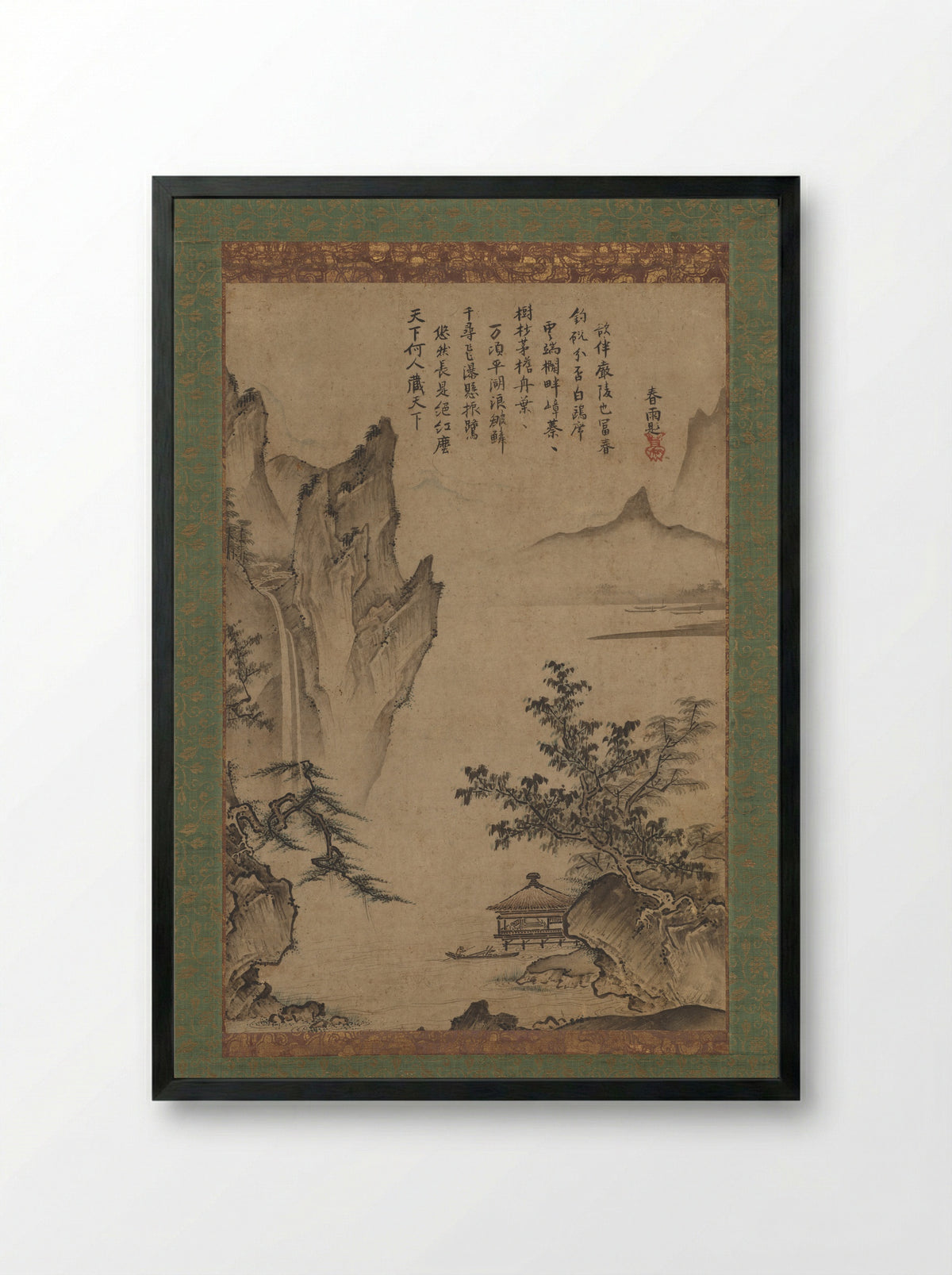 Landscape with Pavilion - Kenkō Shōkei - Framed Print Black