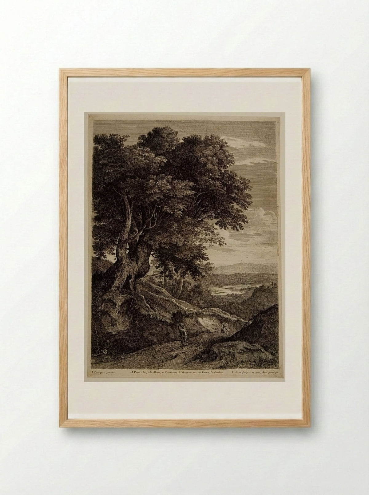 Landscape with Peasants Carrying Baskets - Jean Morin - Framed Print Wood