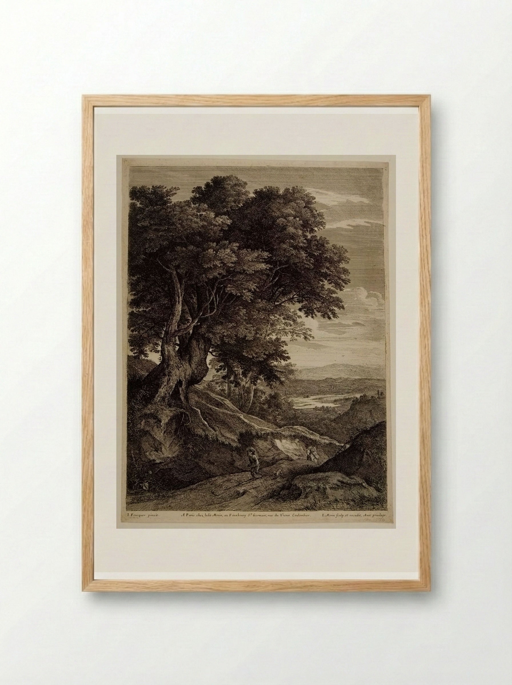 Landscape with Peasants Carrying Baskets - Jean Morin - Framed Print Wood