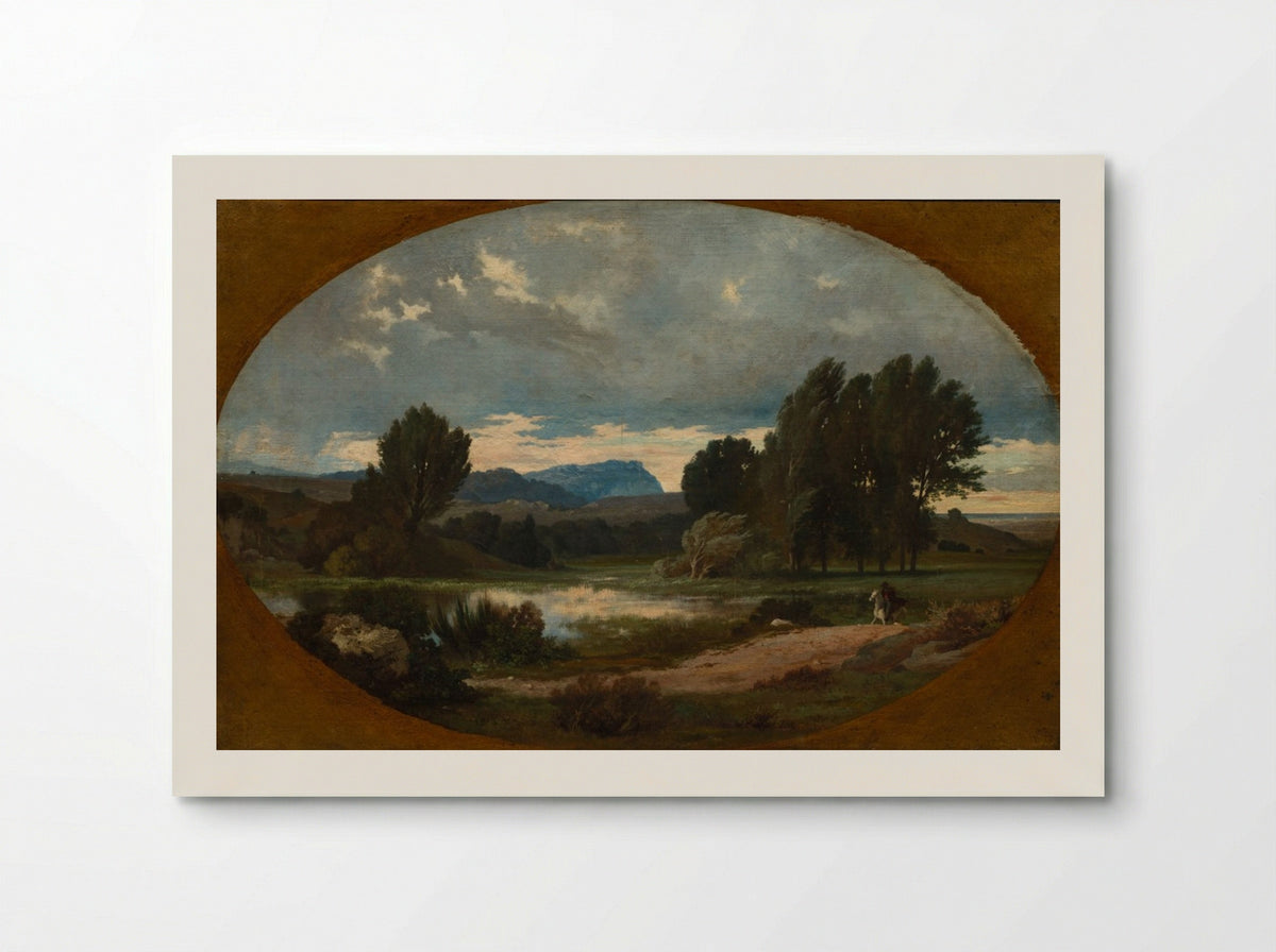 Landscape with Rider on White Horse - Jean Achille Benouville - Poster