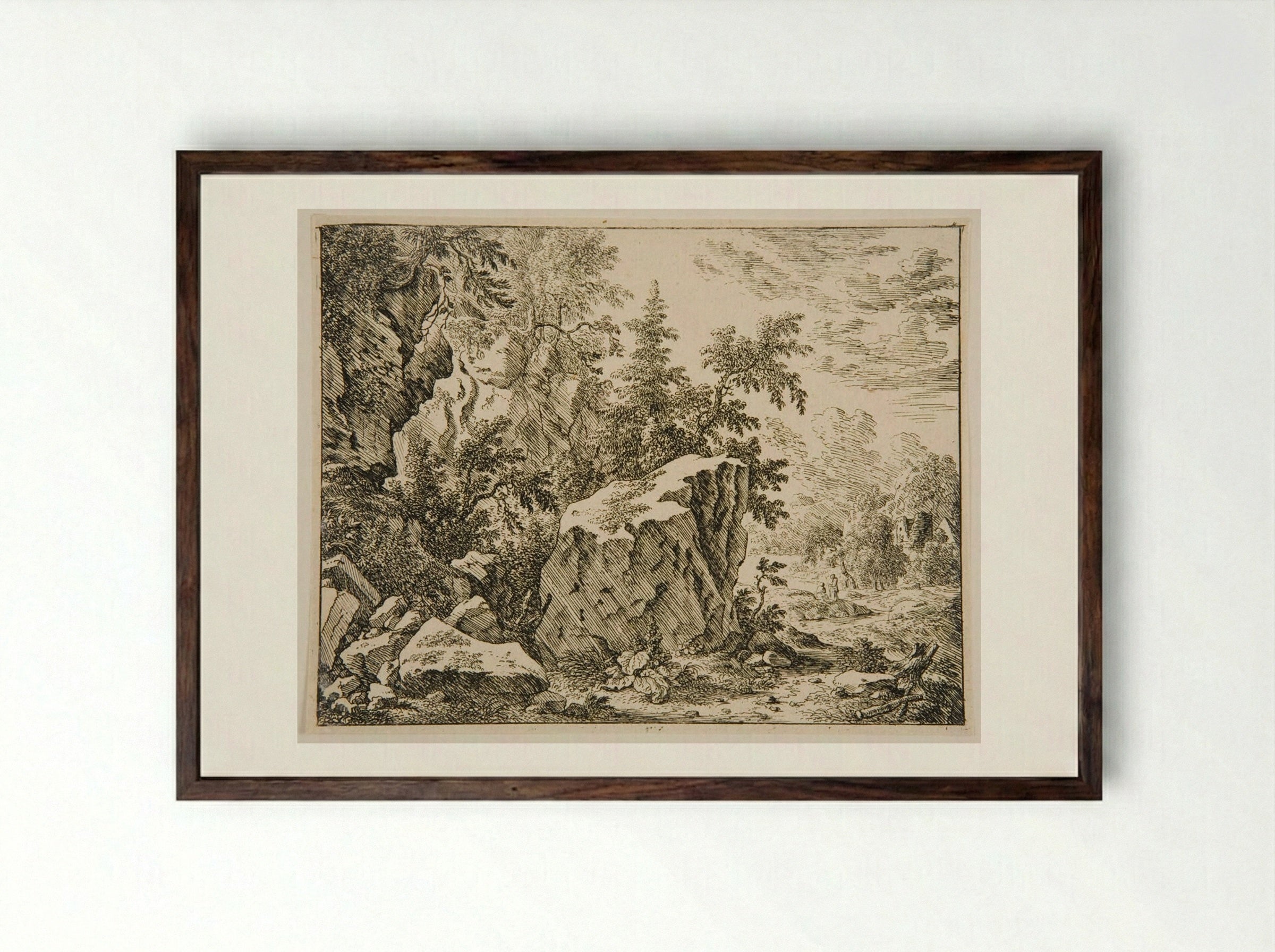 Landscape with Rocks - Felix Meyer - Framed Print Dark Wood