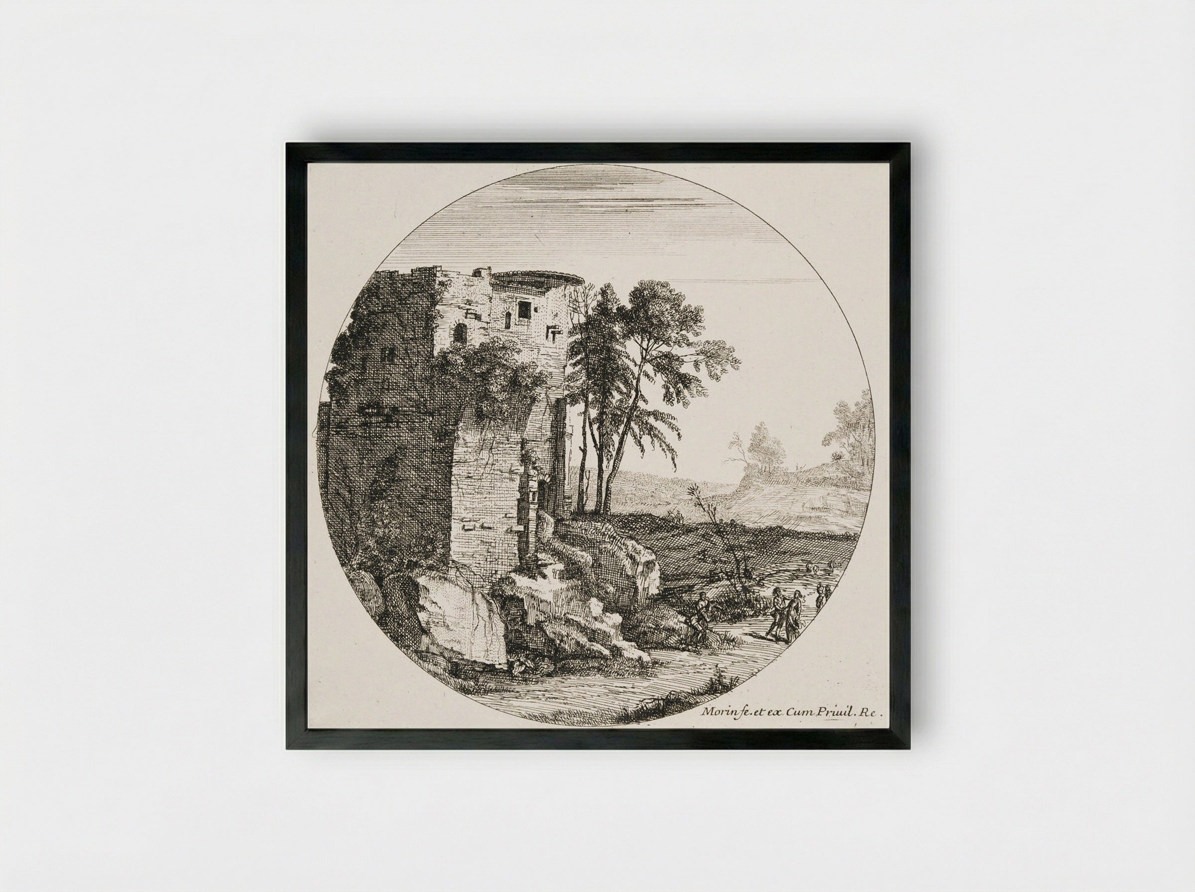 Landscape with Ruins - Jean Morin - Framed Print Black