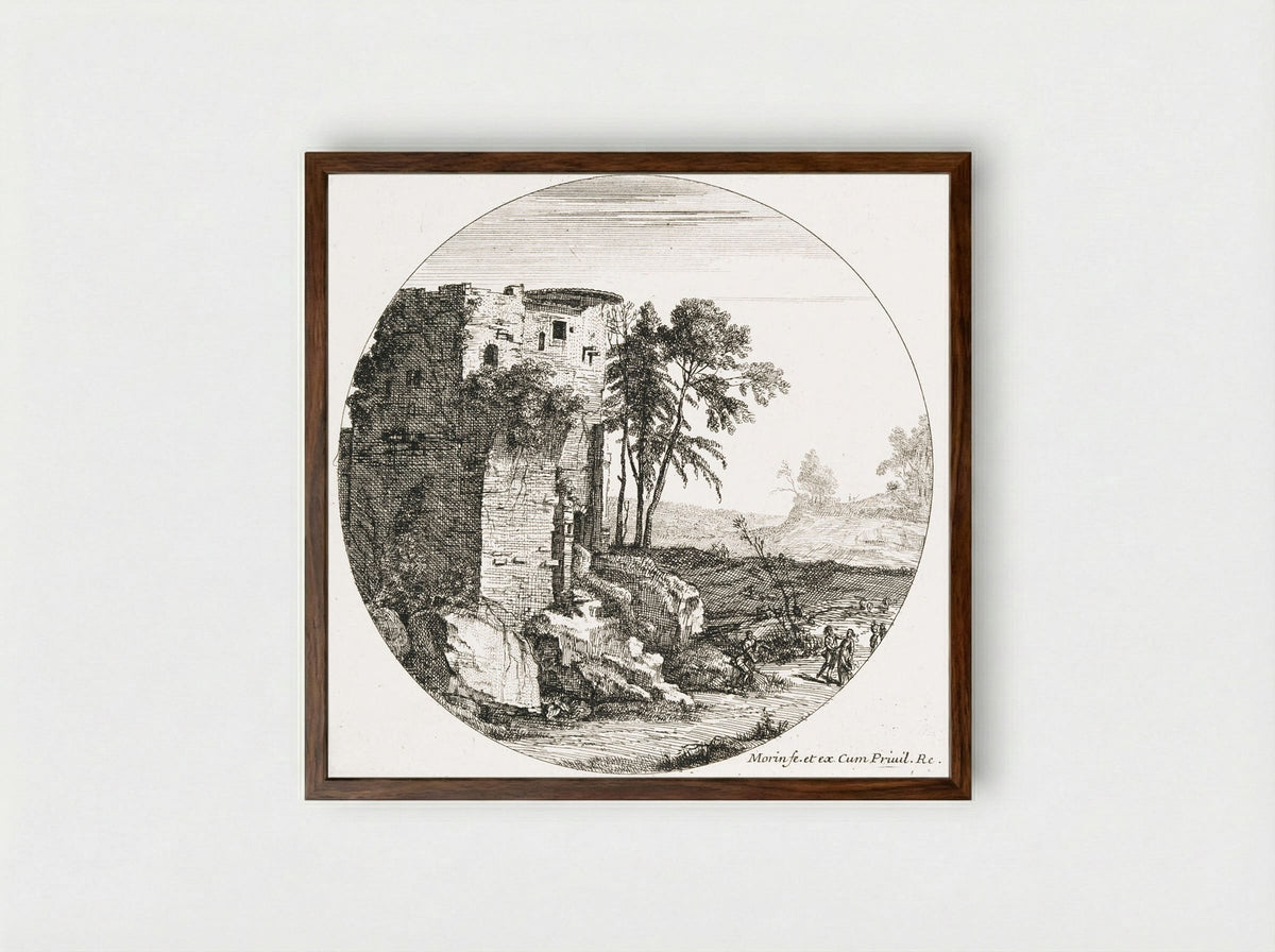 Landscape with Ruins - Jean Morin - Framed Print Dark Wood
