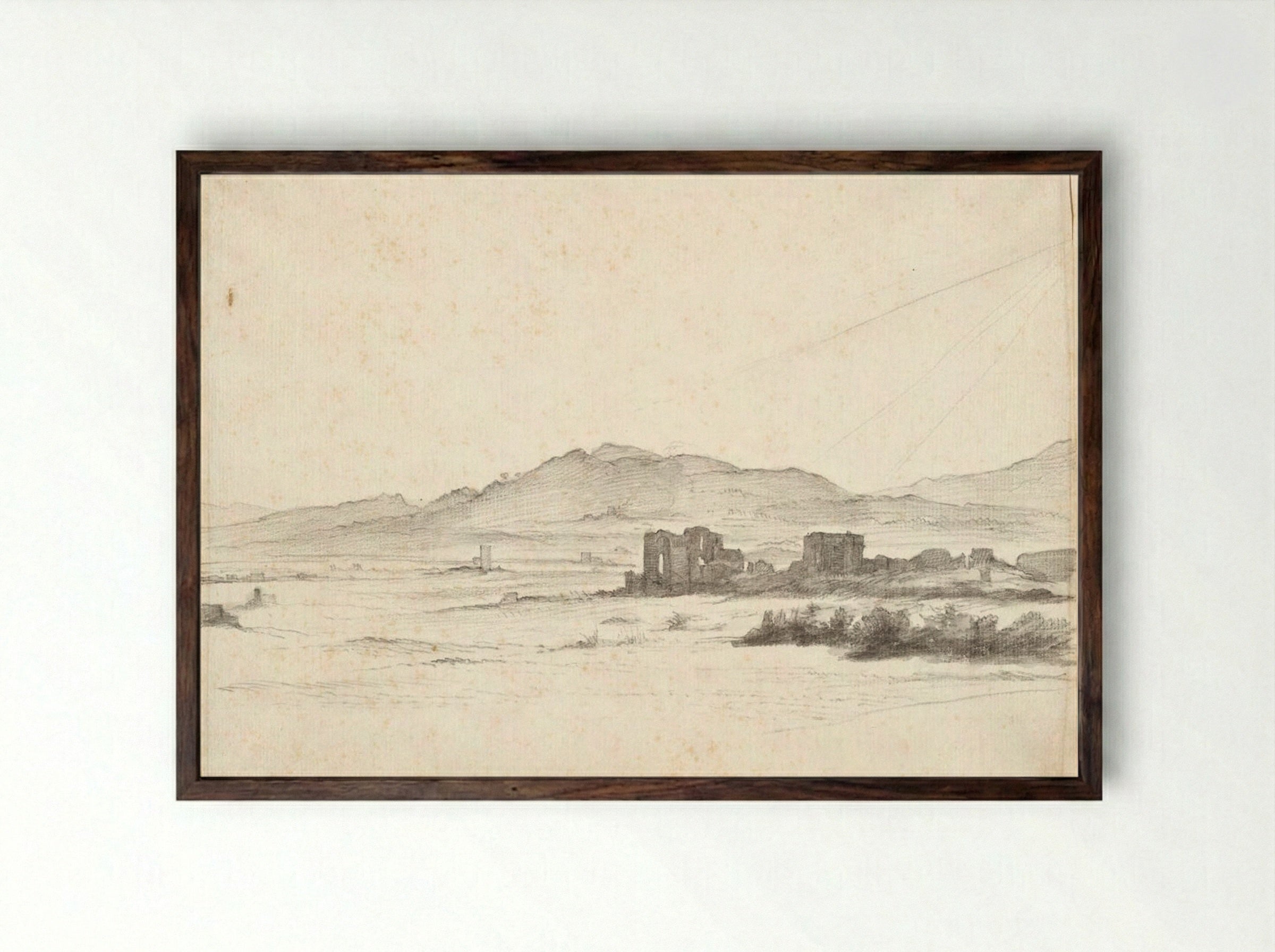 Landscape with Ruins - Claude Lorrain - Framed Print Dark Wood