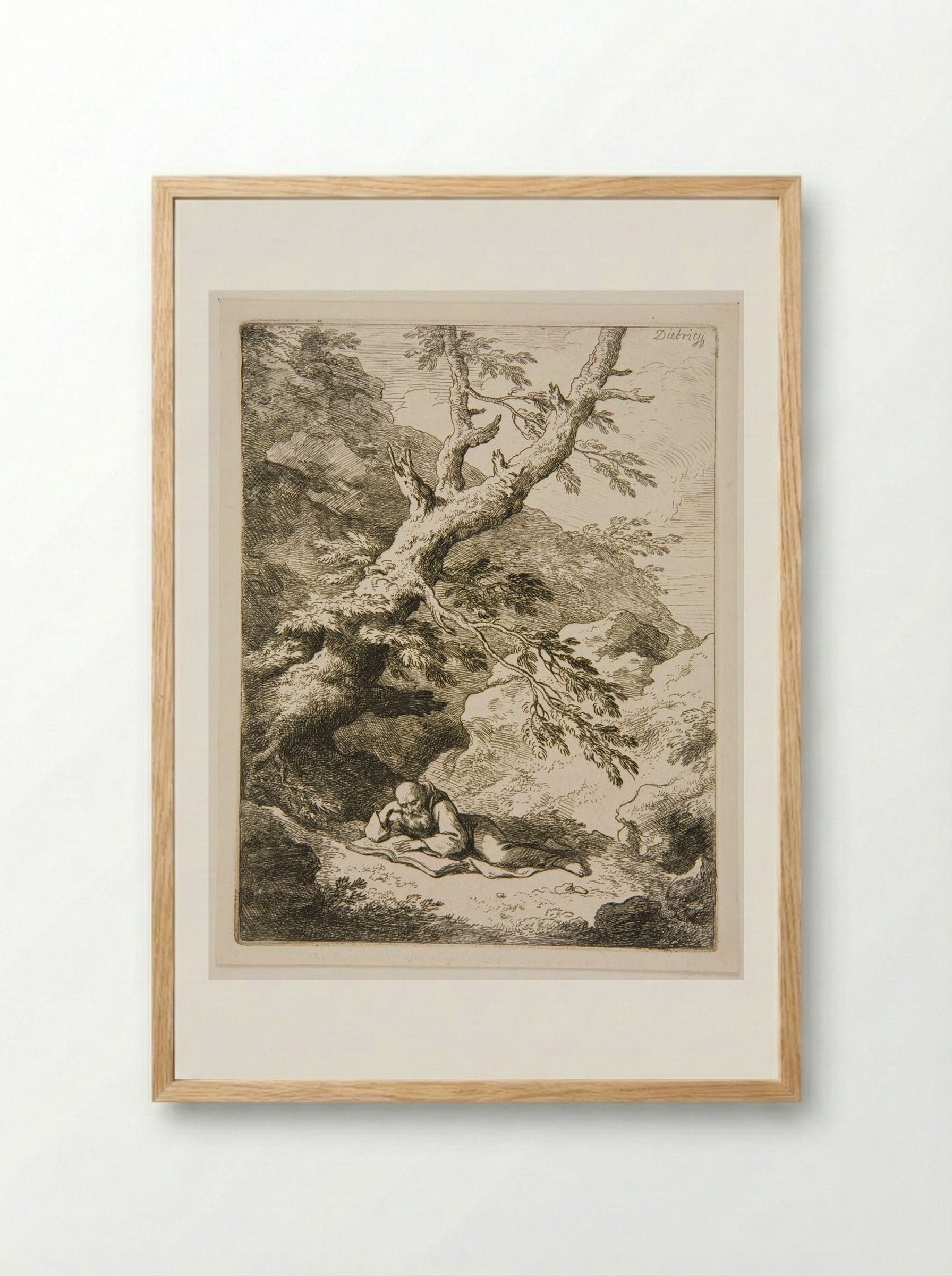 Landscape with Saint Francis - Christian Wilhelm Ernst Dietrich - Framed Print Wood