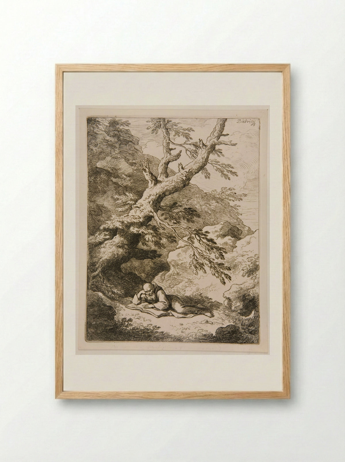 Landscape with Saint Francis - Christian Wilhelm Ernst Dietrich - Framed Print Wood