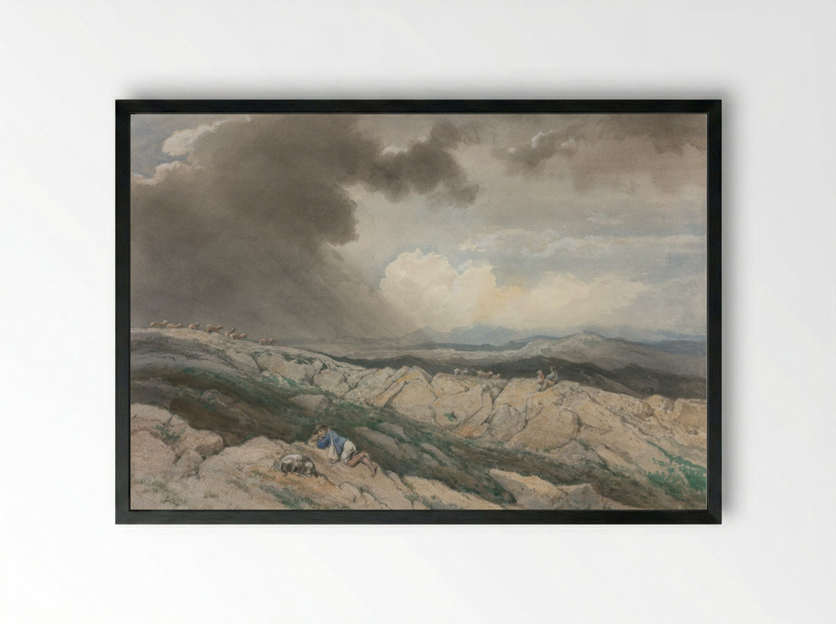 Landscape with Shepherds - Jules Joseph Augustin Laurens - Framed Print Black