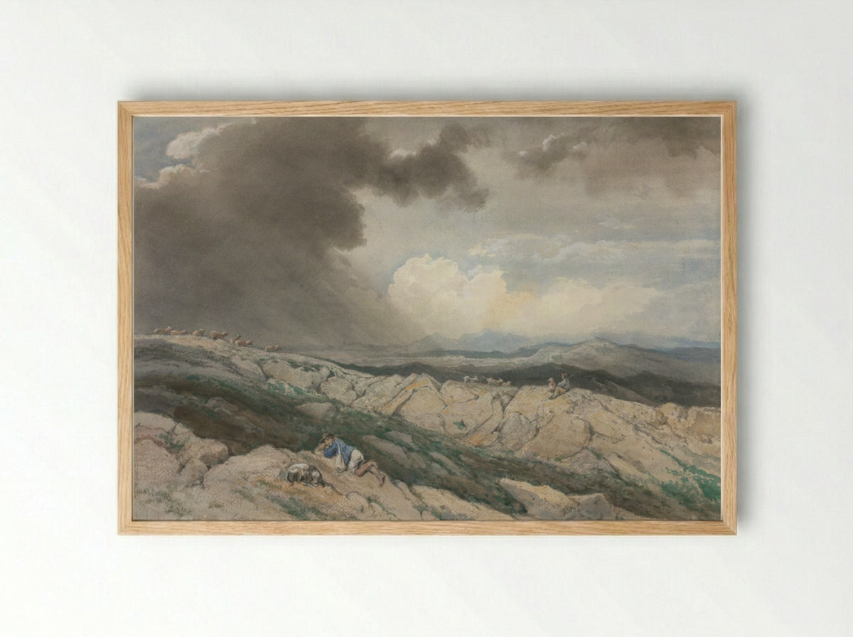 Landscape with Shepherds - Jules Joseph Augustin Laurens - Framed Print Wood