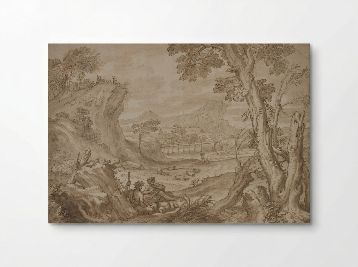Landscape with Shepherds - Domenico Piola - Poster