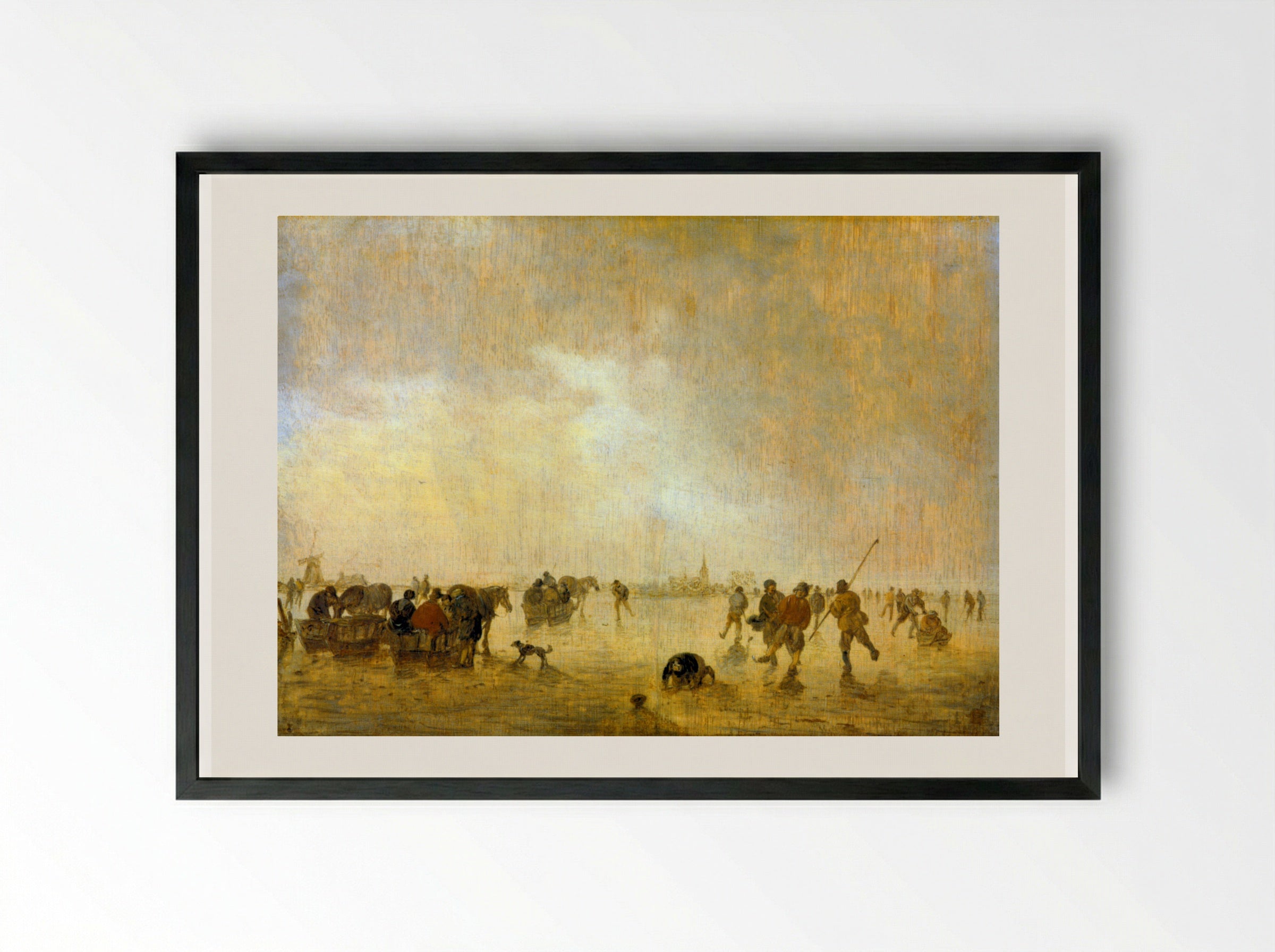 Landscape with Skaters - Jan van Goyen - Framed Print Black